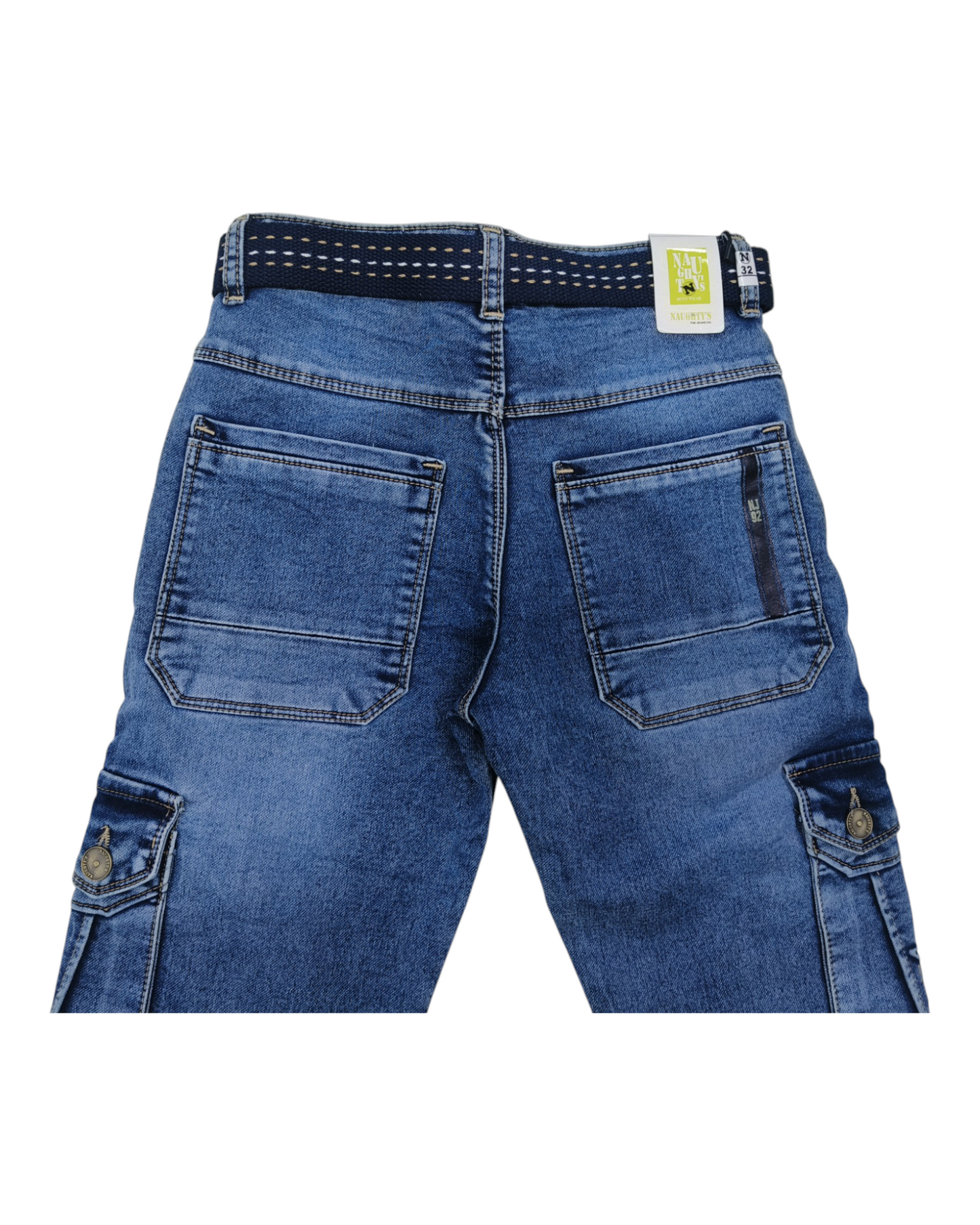 Light Blue Relaxed Denim Cargo Pants