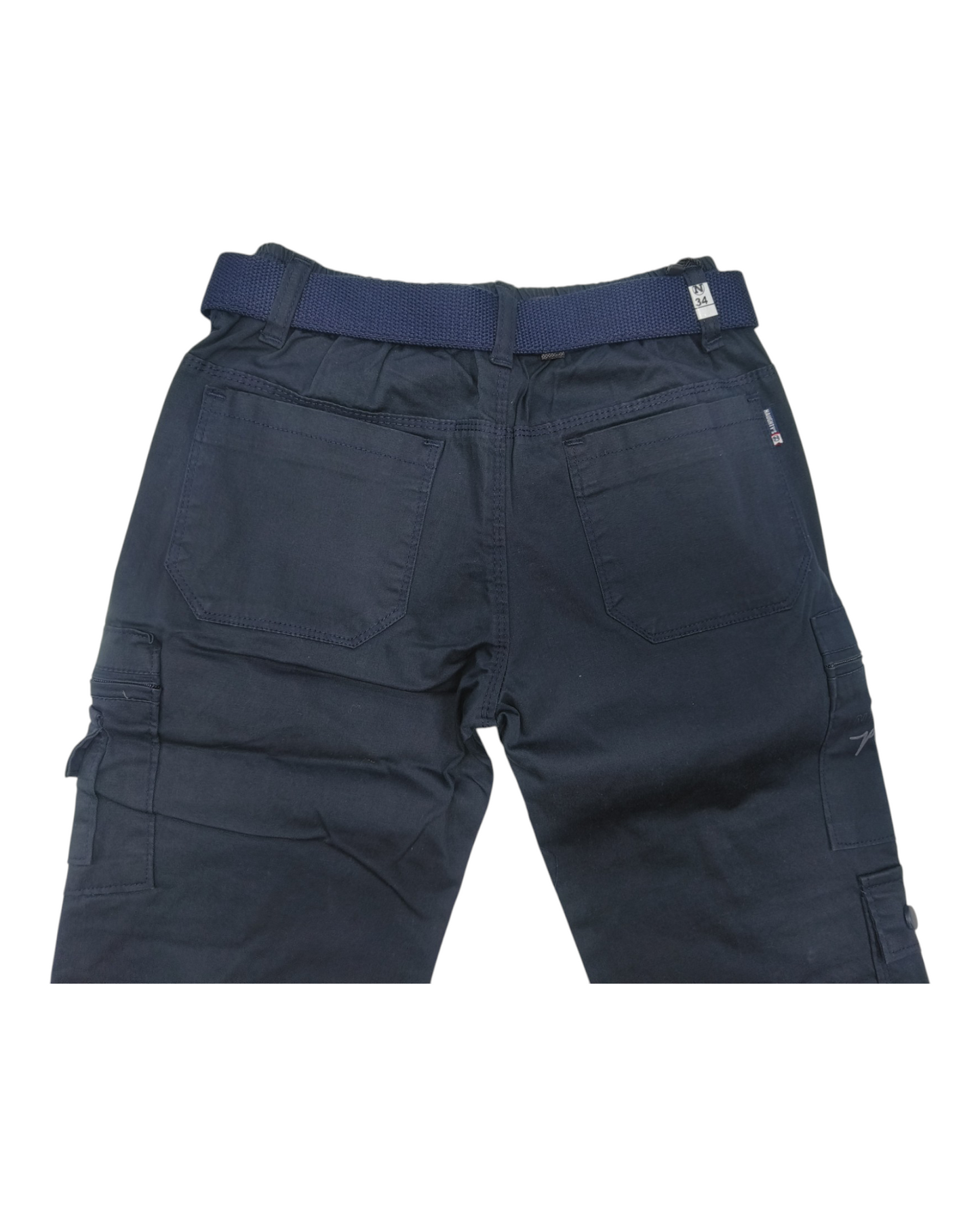 Dark Blue Cotton Straight Fit Cargo