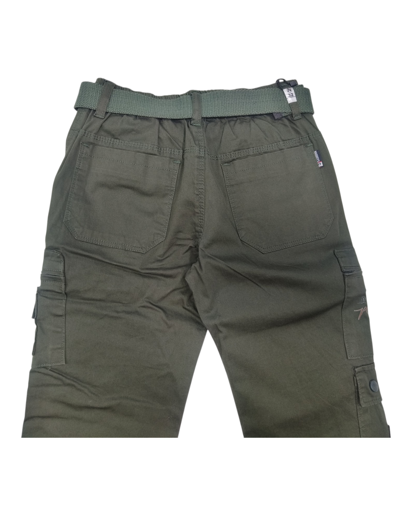 Dark Green Cotton Straight Fit Cargo