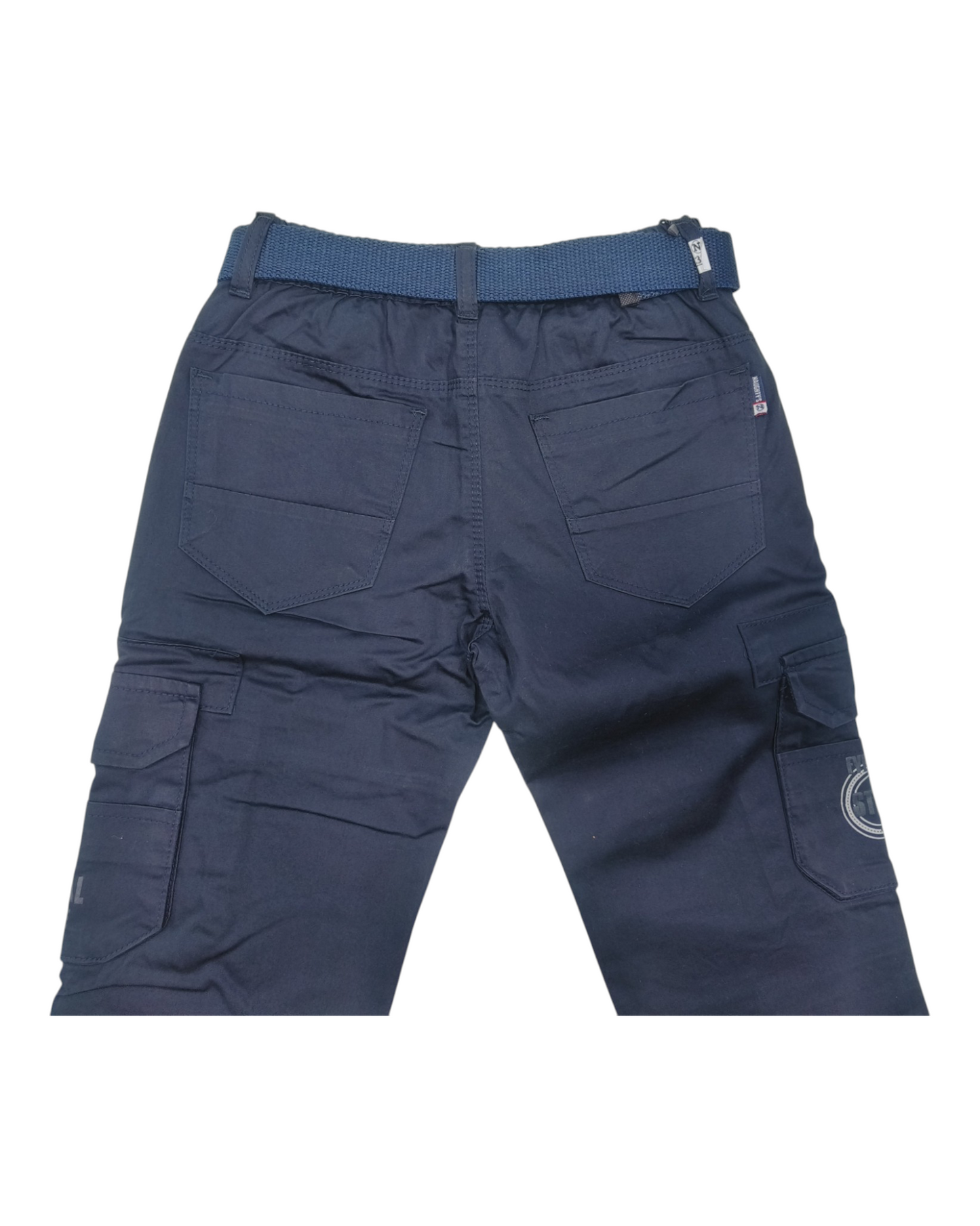 Blue Cotton Cargo Straight Fit Pants