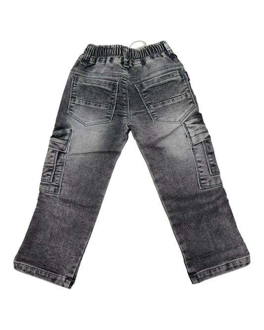 Black Denim Cargo Pants