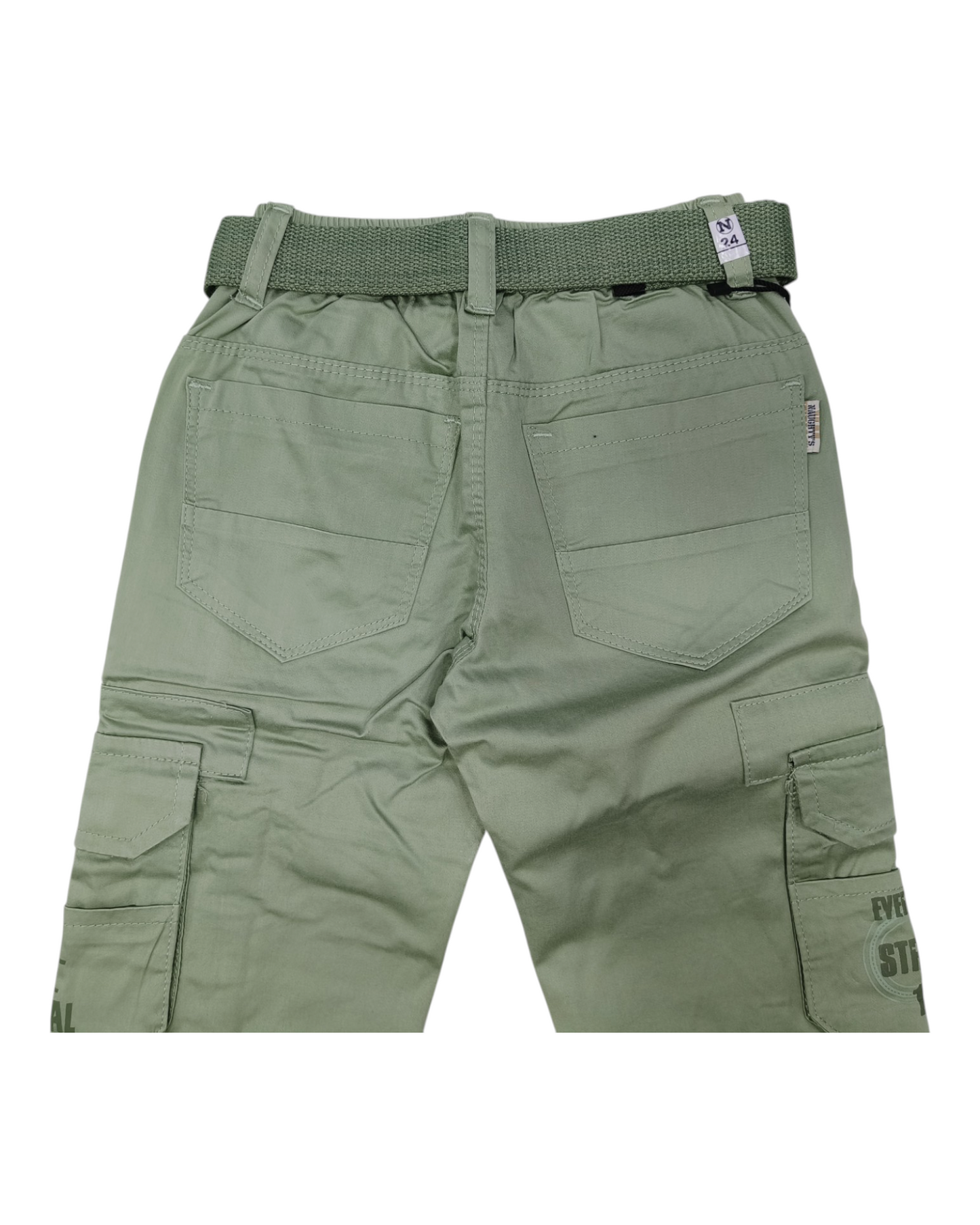 Light Green Straight Fit Cotton Cargo Pants