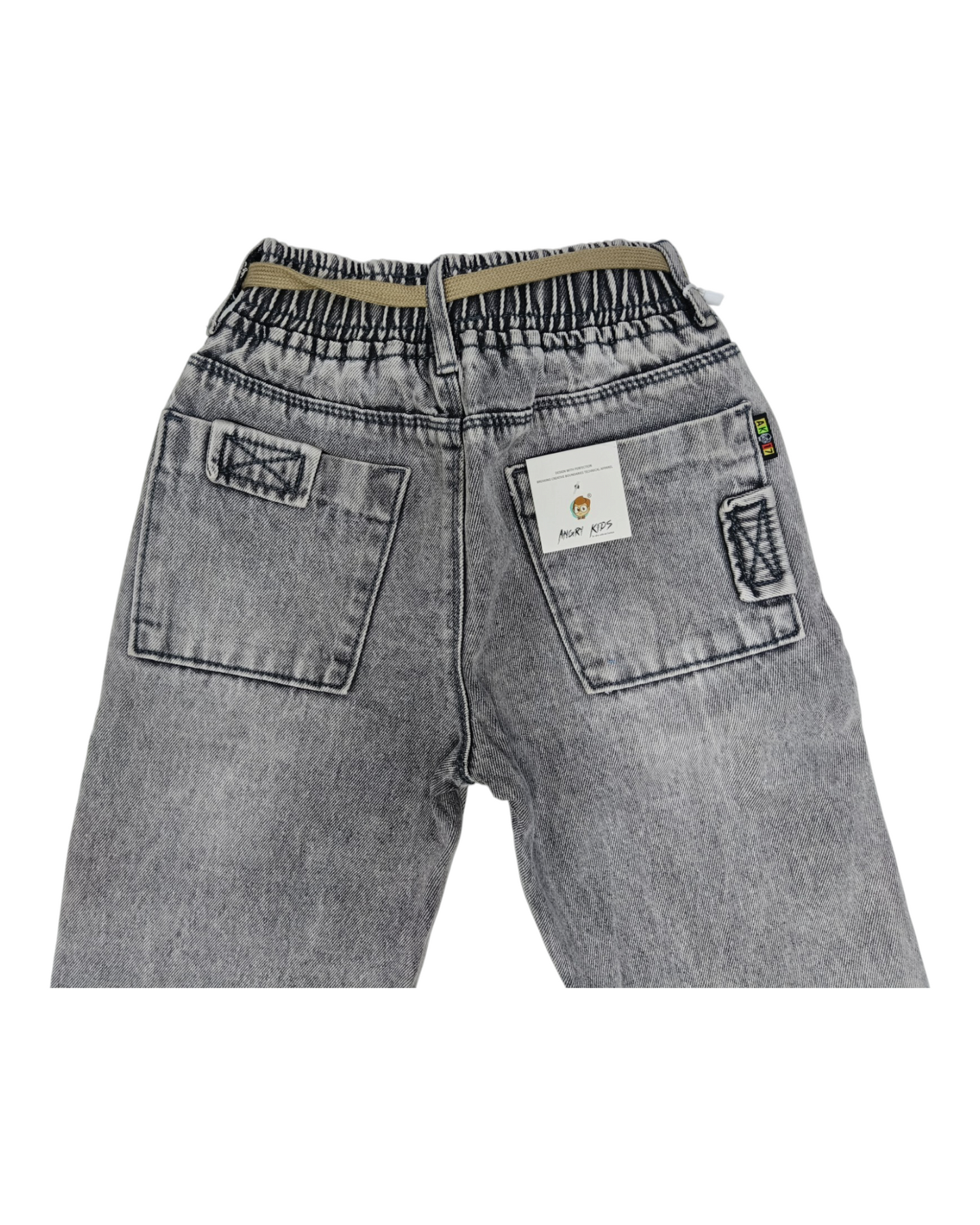 Gray Cargo Jeans for Kids | Straight Fit