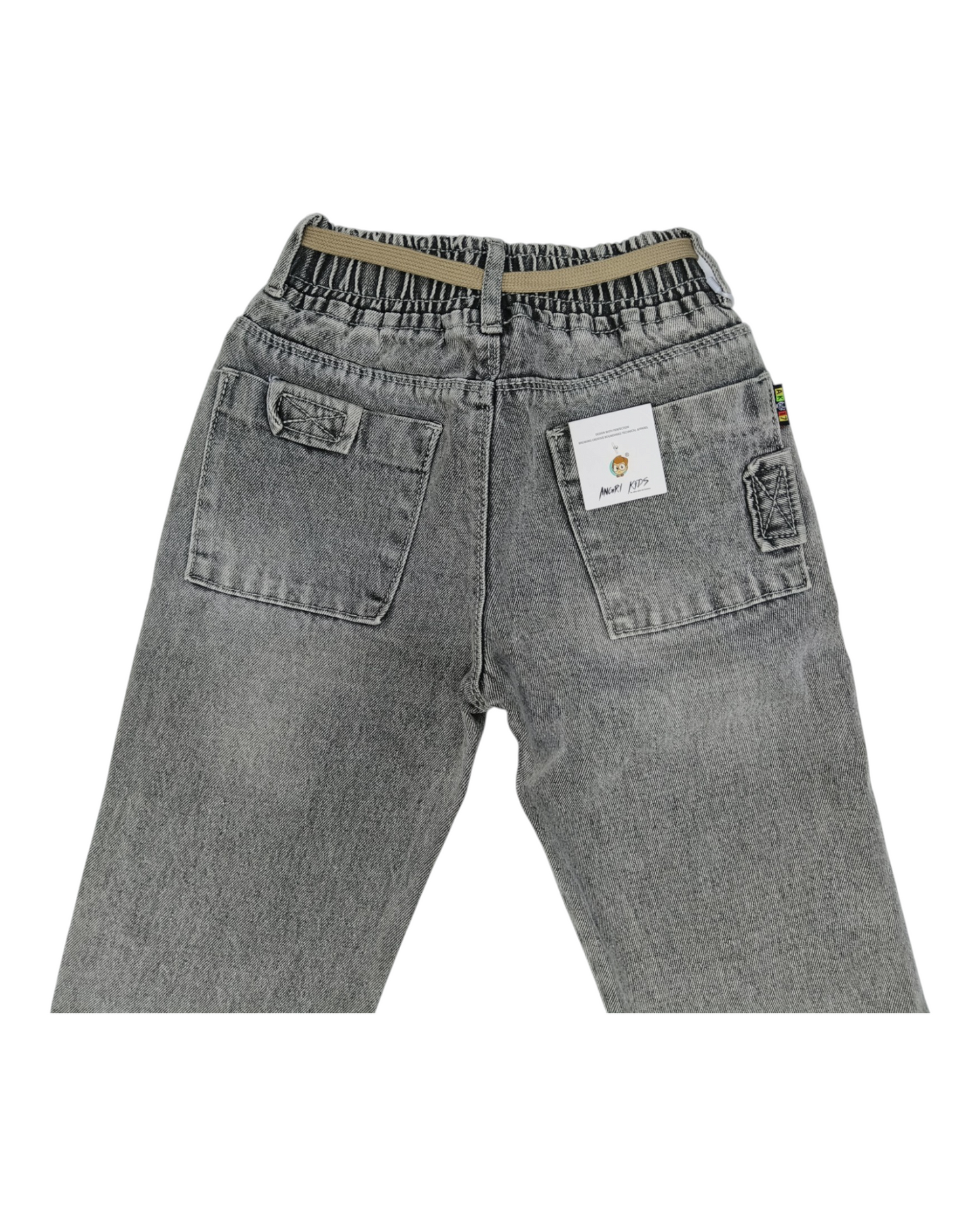 Green Kids Cargo Jeans - Straight Fit Denim