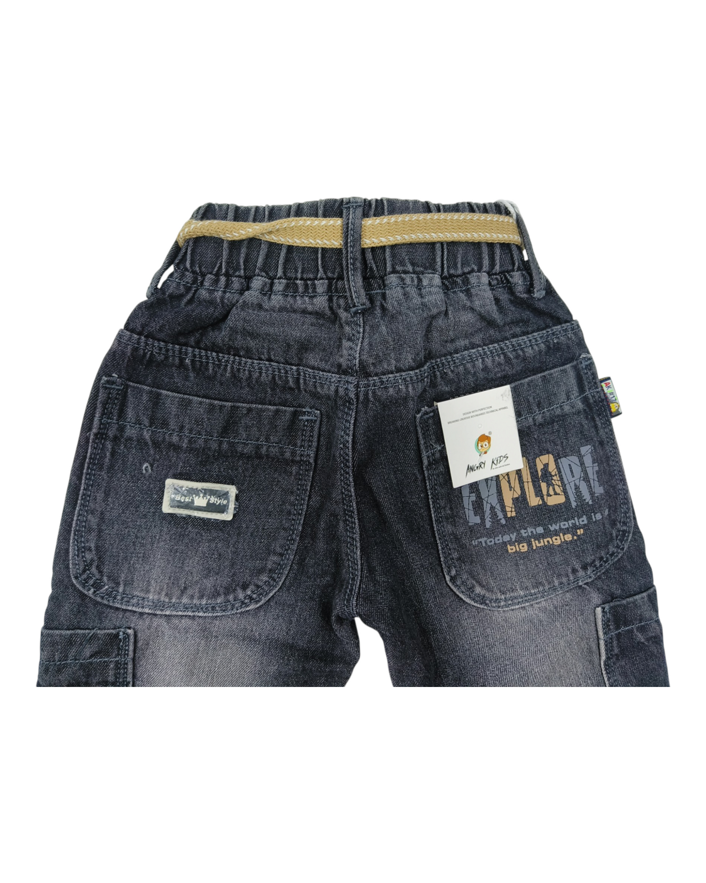Black Denim Mom Fit Cargo Jeans 9154