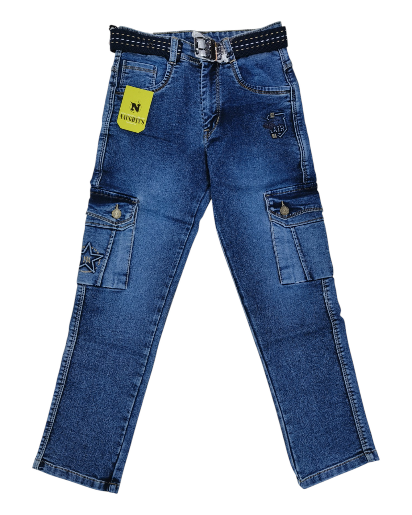 Light Blue Relaxed Denim Cargo Pants