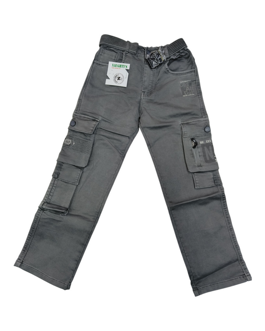 Grey Cargo Baggy Fit Pants