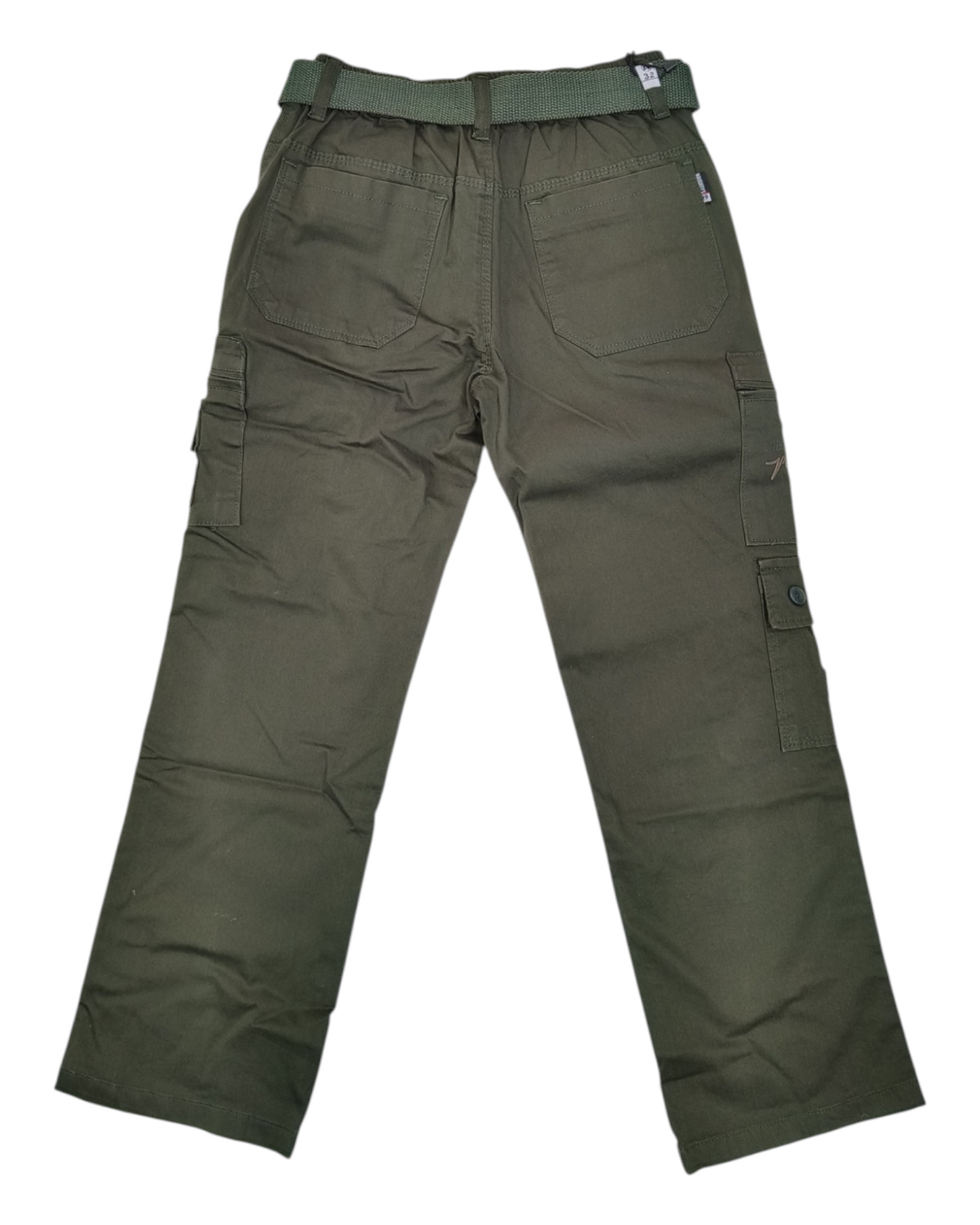 Dark Green Cotton Straight Fit Cargo