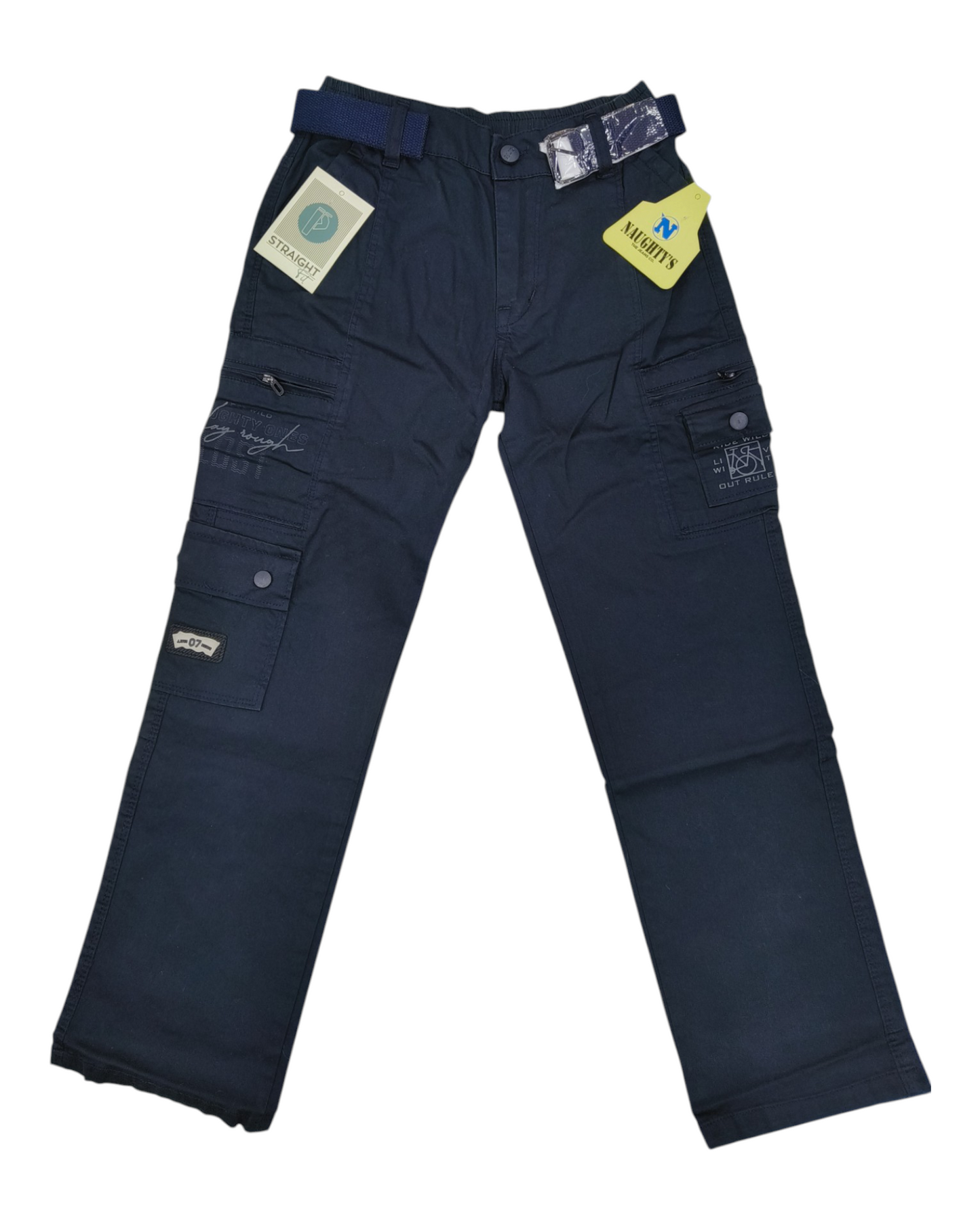 Dark Blue Cotton Straight Fit Cargo