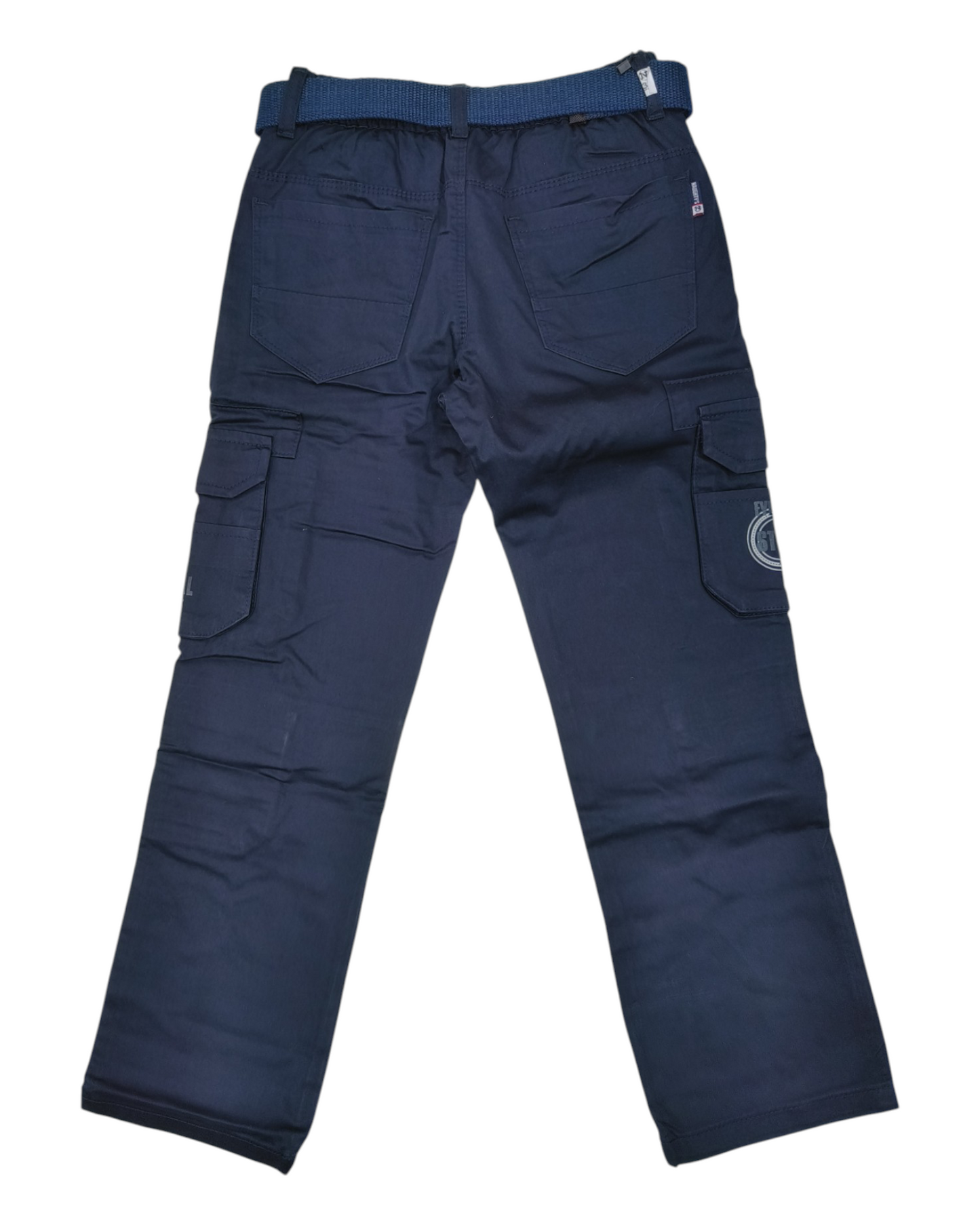 Blue Cotton Cargo Straight Fit Pants