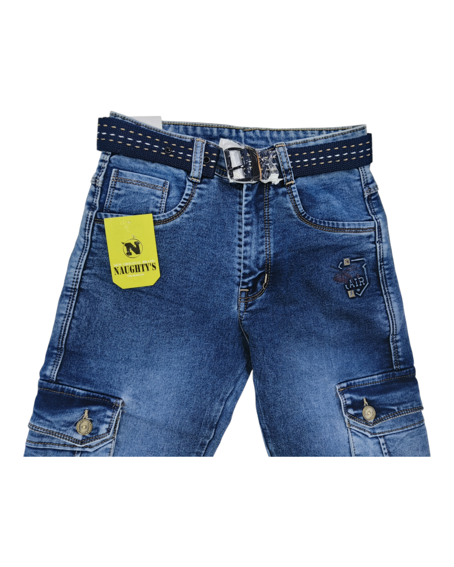 Light Blue Relaxed Denim Cargo Pants