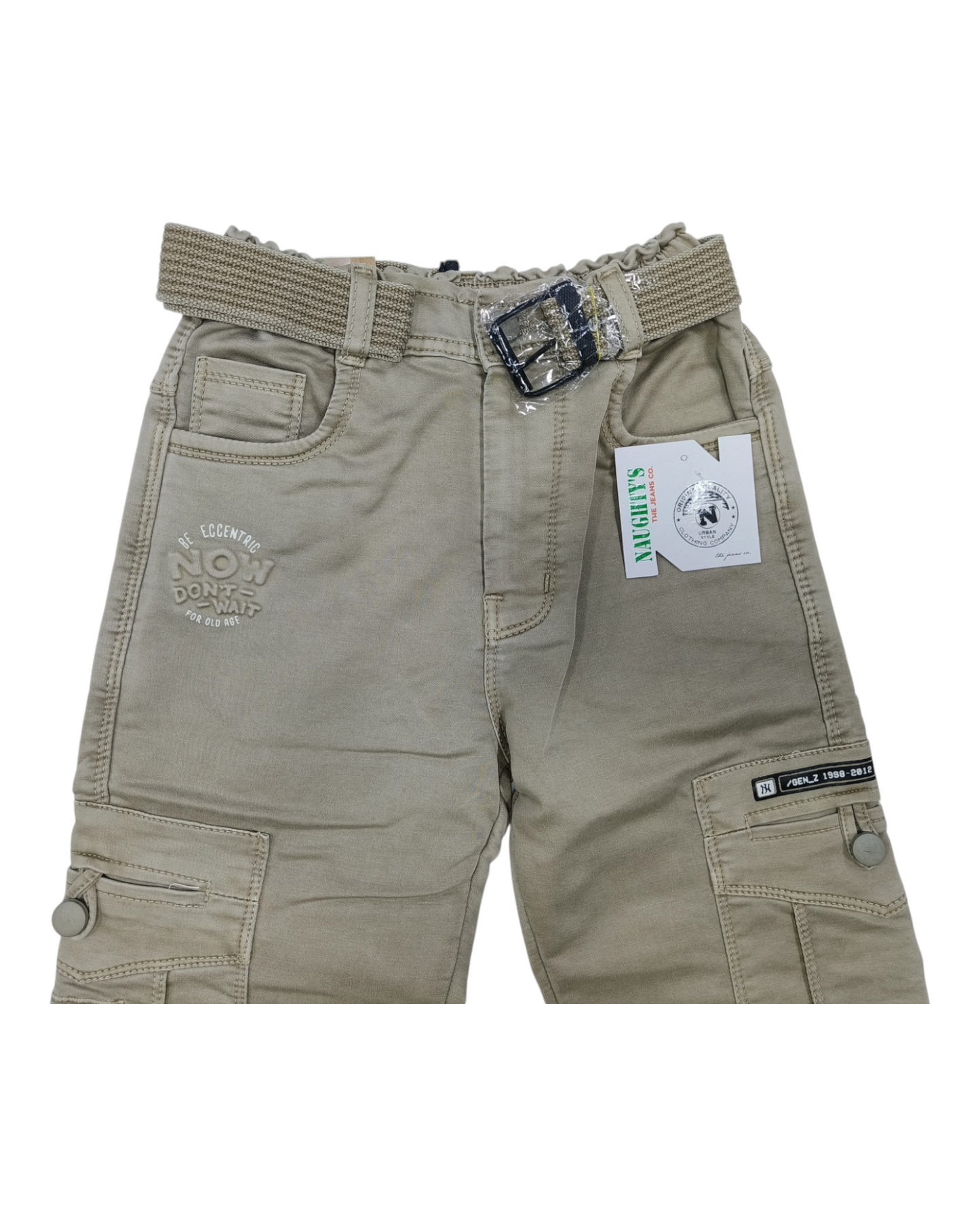 Cream Baggy Cargo Pants