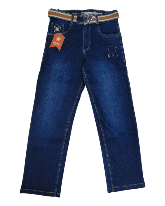 Dark Blue Denim Straight Fit Jean Pants