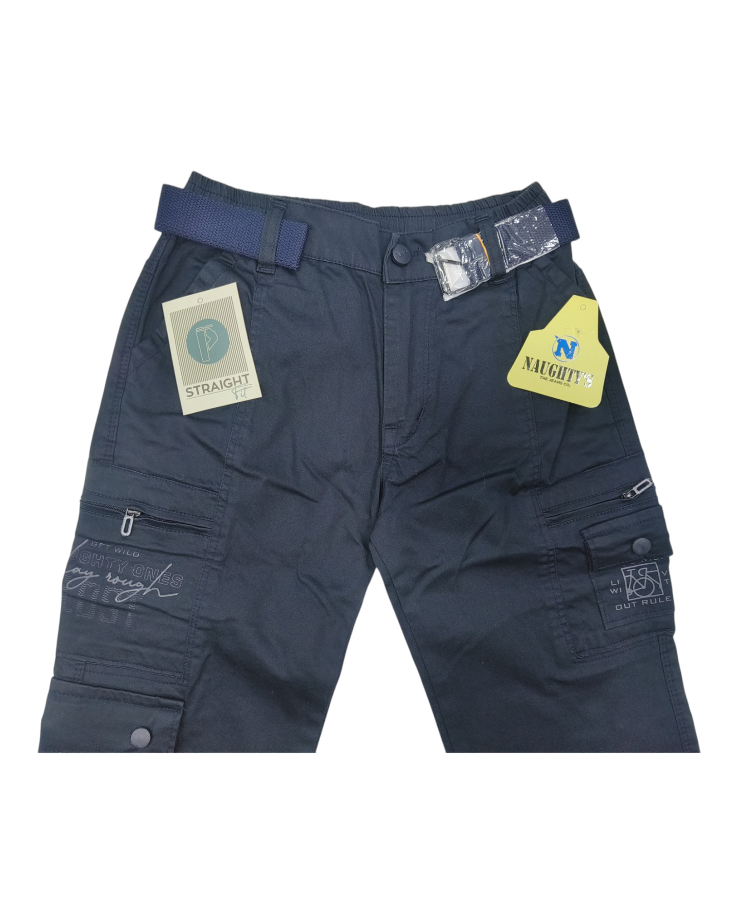 Dark Blue Cotton Straight Fit Cargo