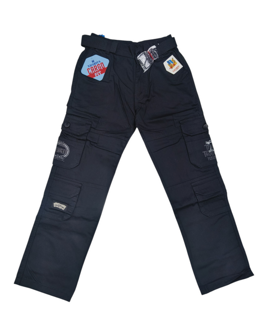 Black Cotton Cargo Pants