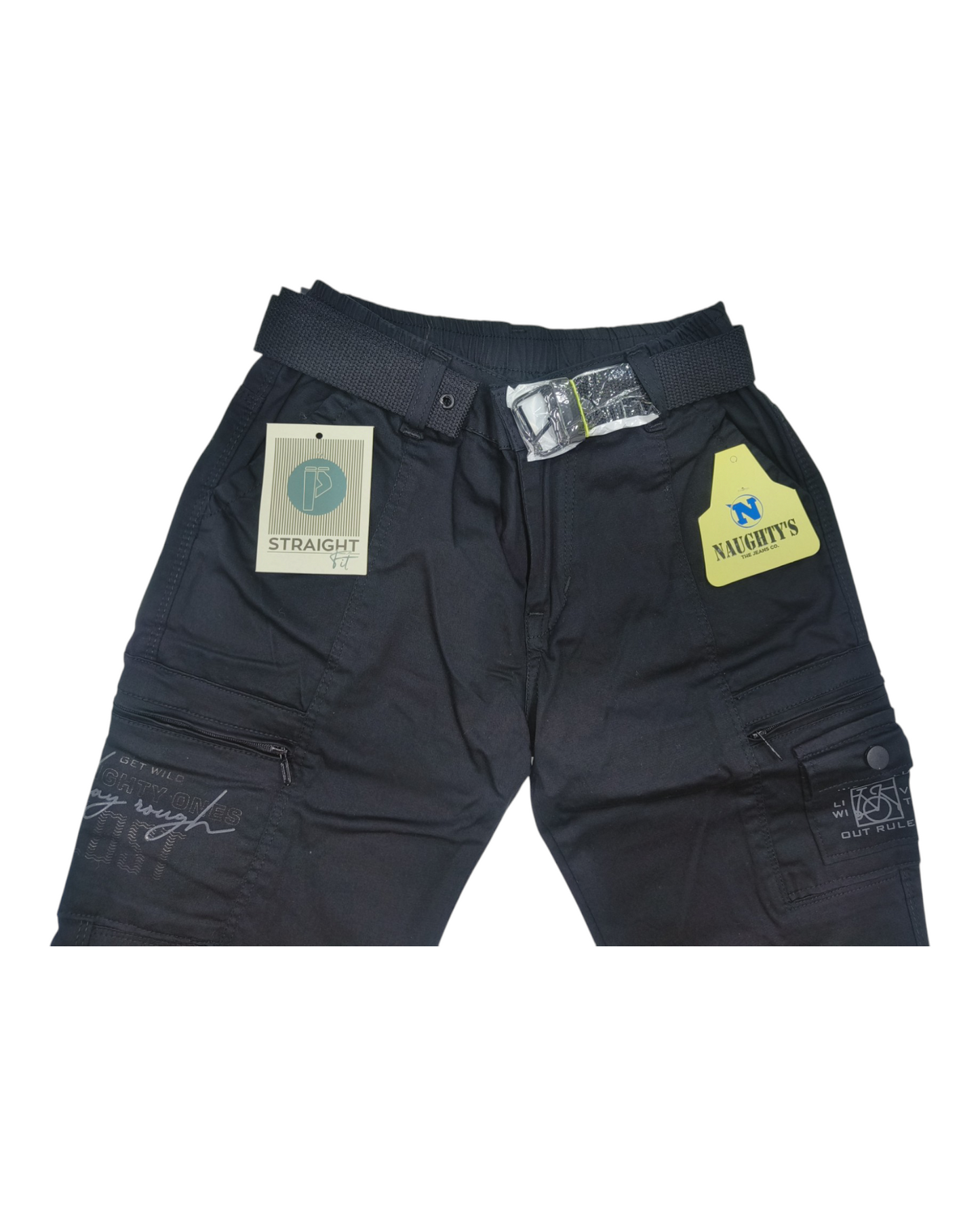 Black Cotton Straight Fit Cargo