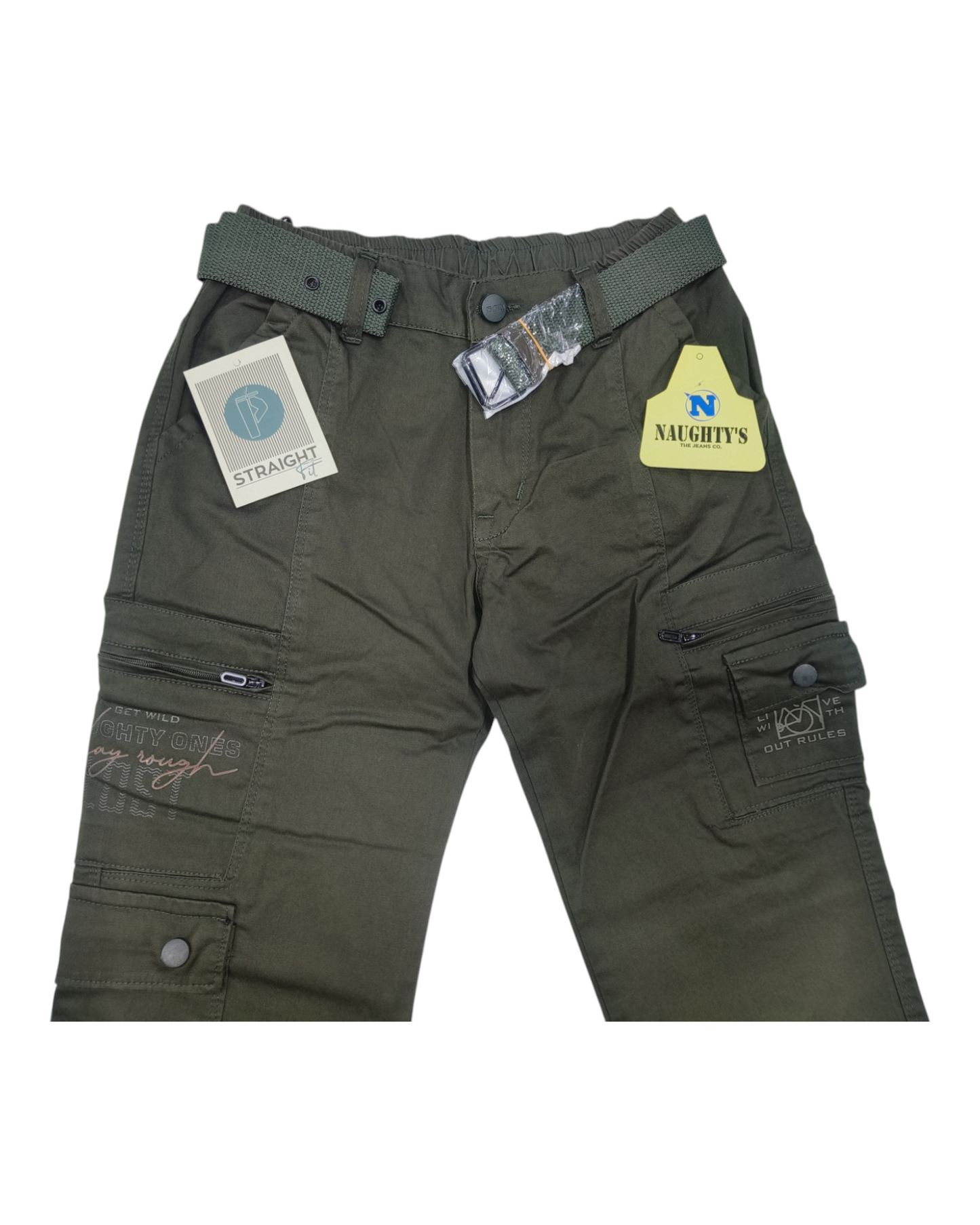 Dark Green Cotton Straight Fit Cargo