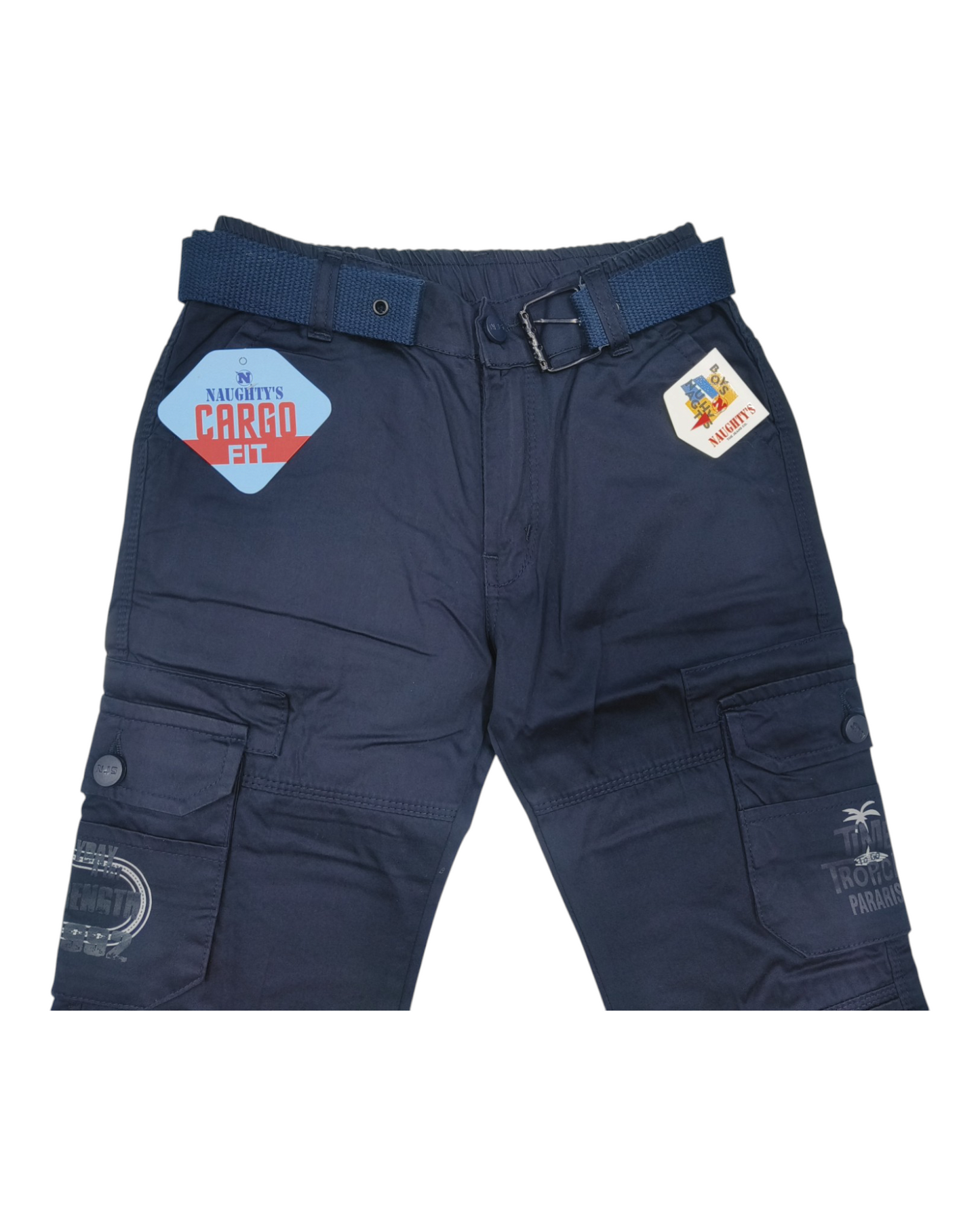 Blue Cotton Cargo Straight Fit Pants