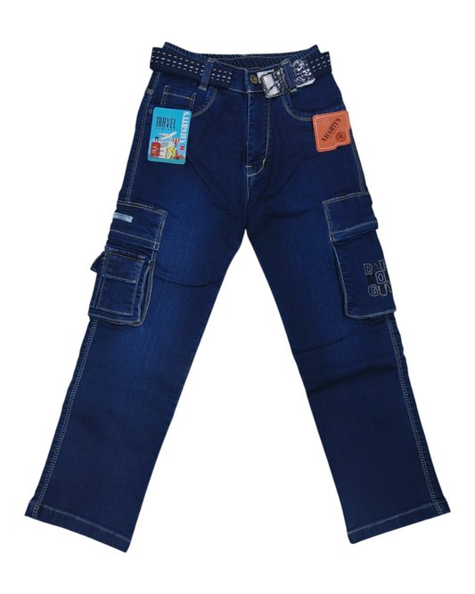 Blue Denim Cargo Jean Pants