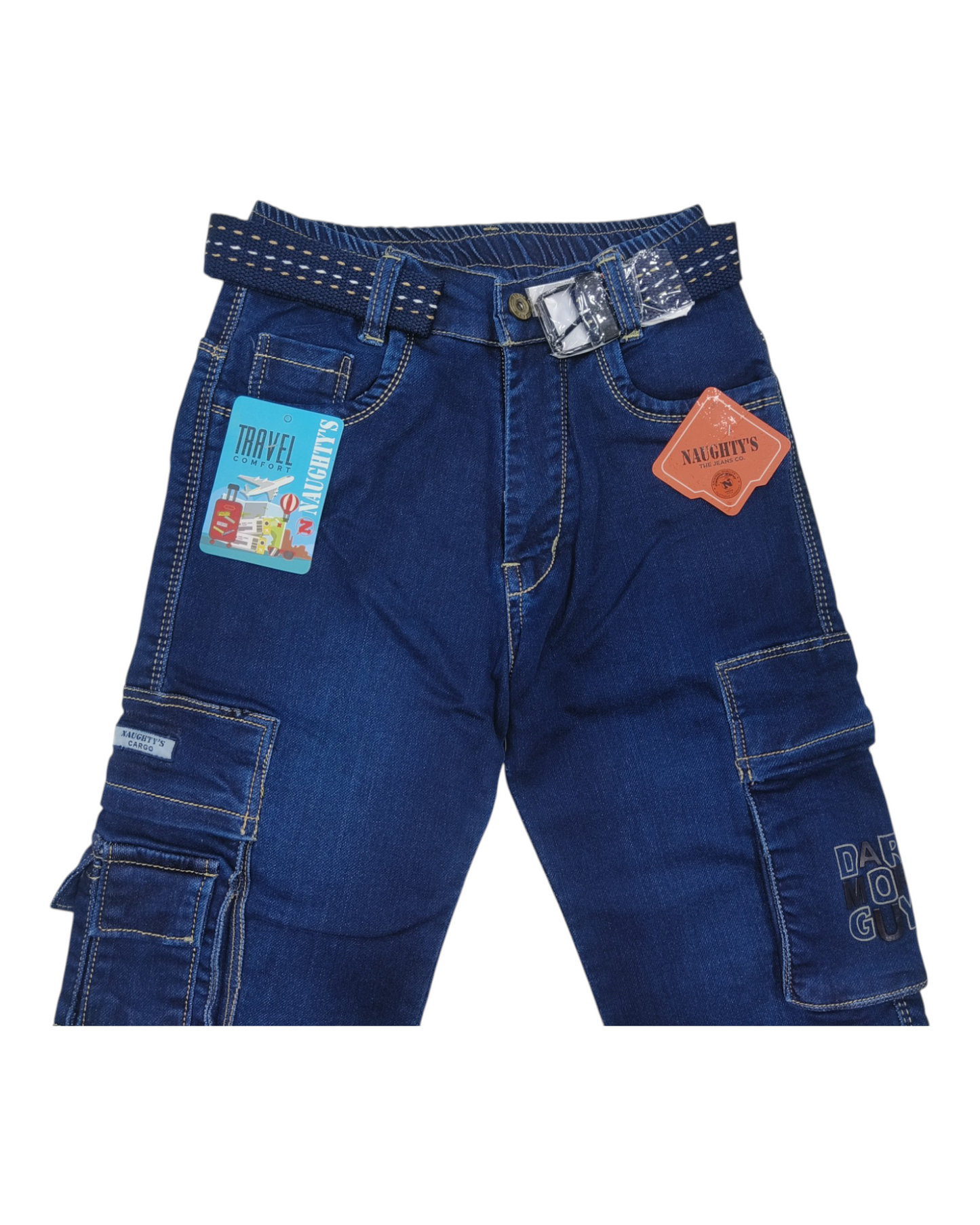 Blue Denim Cargo Jean Pants