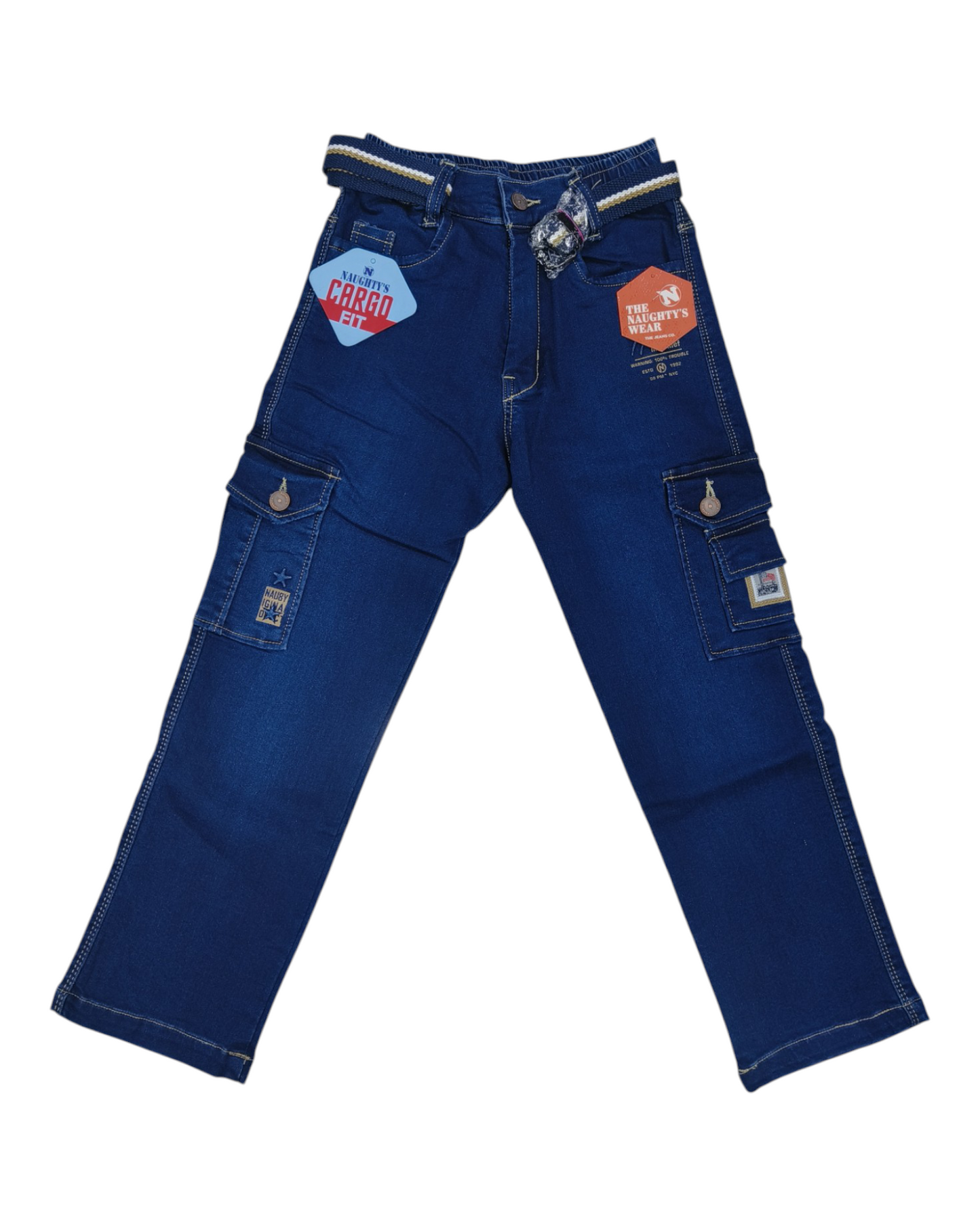 Blue Denim Cargo Jean Pants