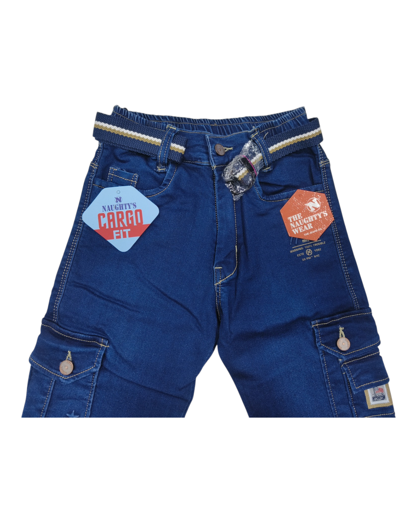 Blue Denim Cargo Jean Pants