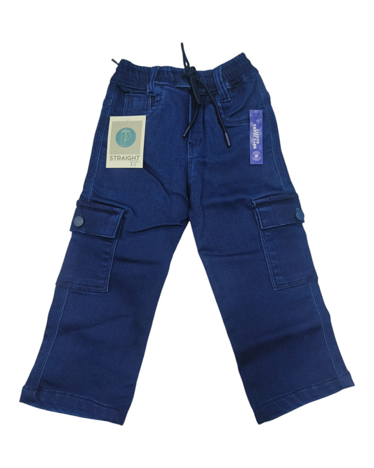 Blue Basic Denim Cargo Pants