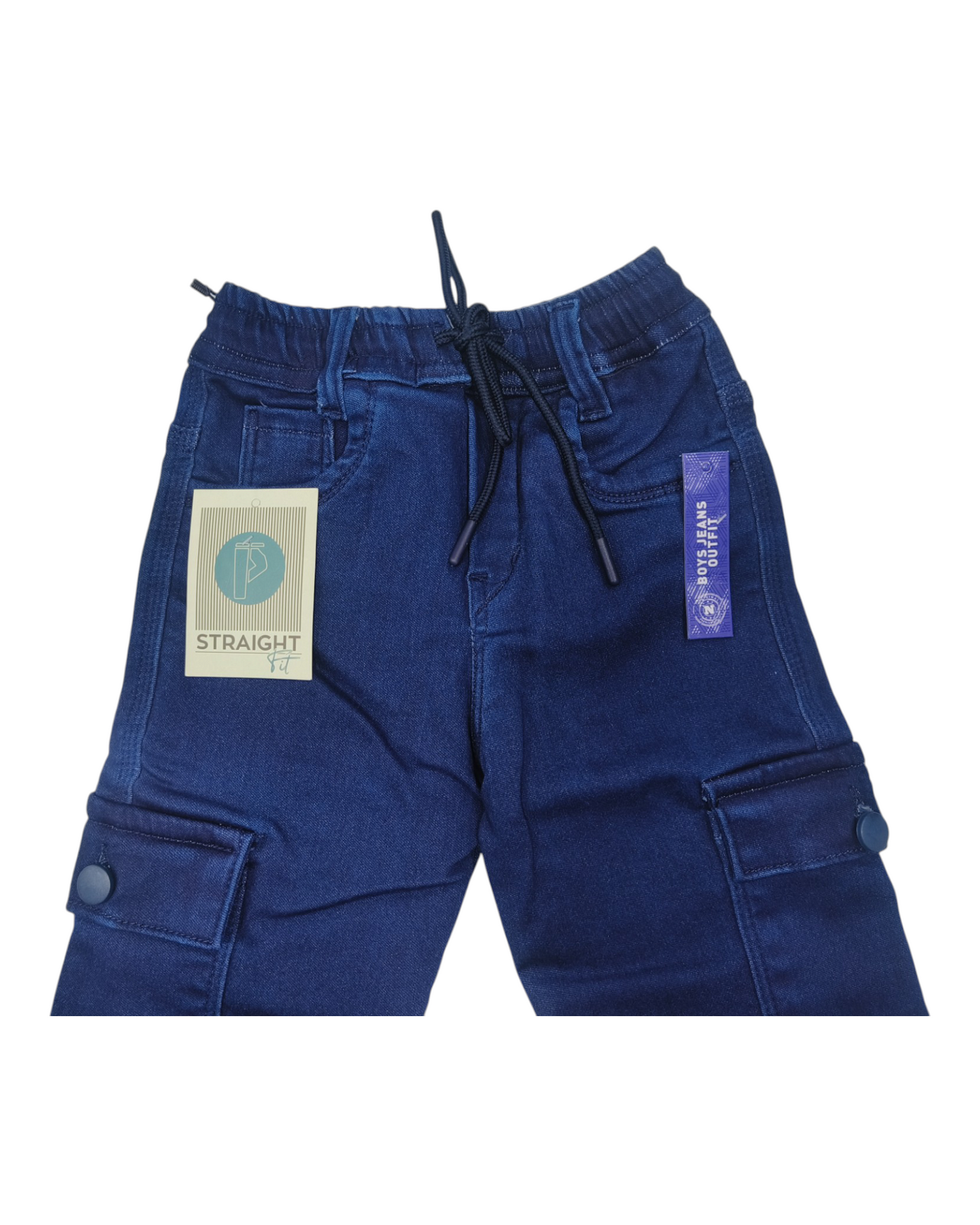 Blue Basic Denim Cargo Pants