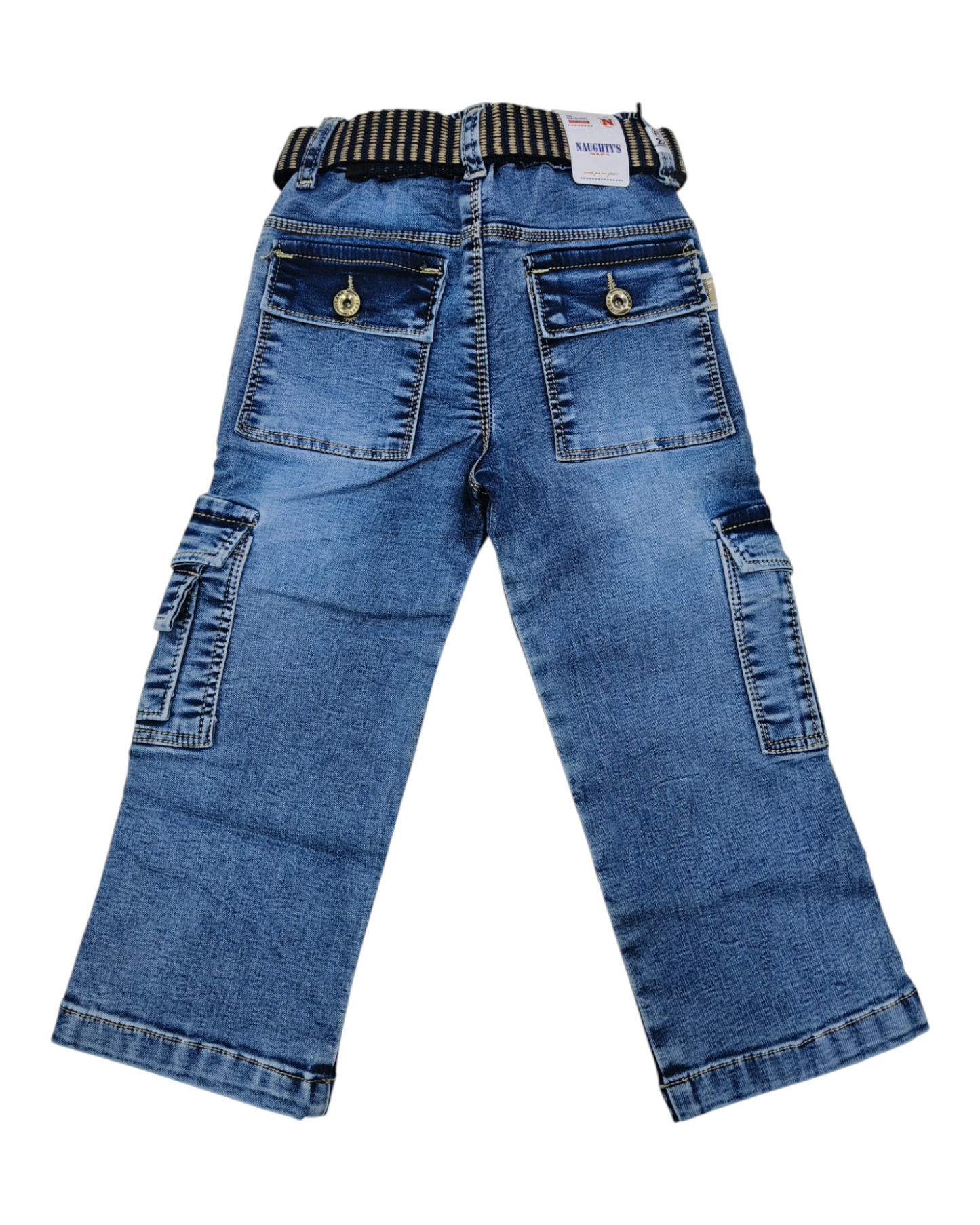 Light Blue Straight Fit Denim Cargo Pants