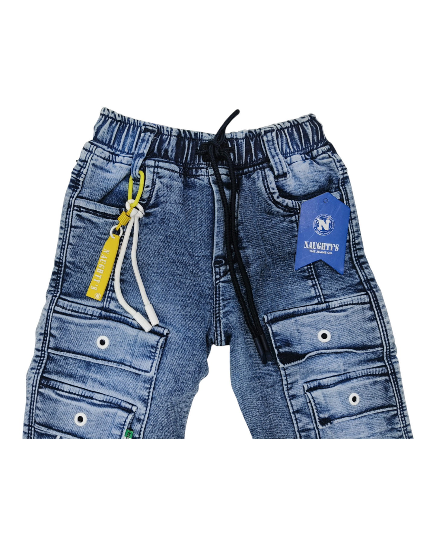 Light Blue 8 Pockets Denim Cargo Pants