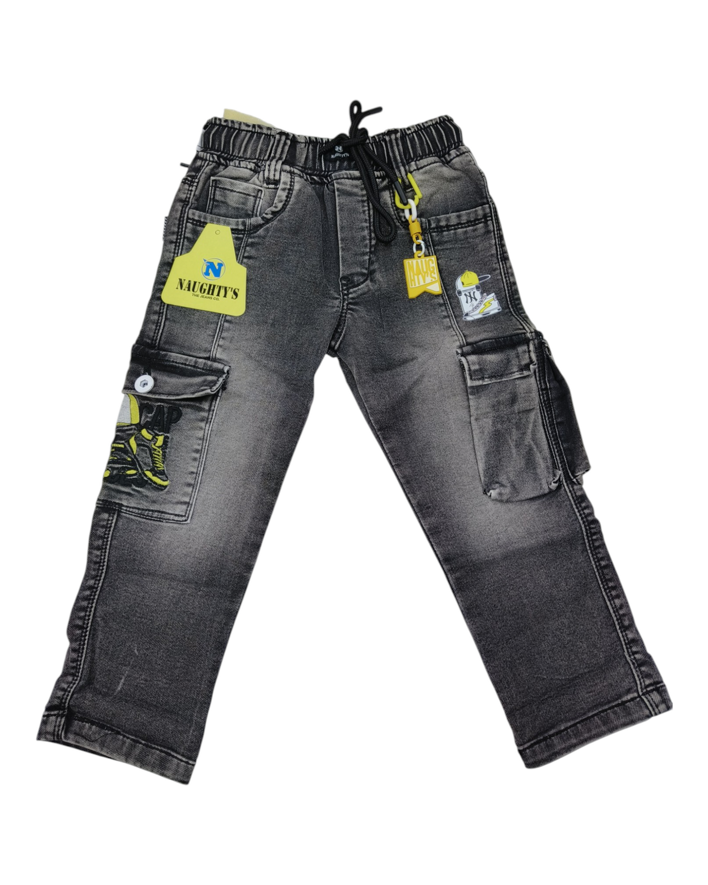 Black Denim Cargo Pants