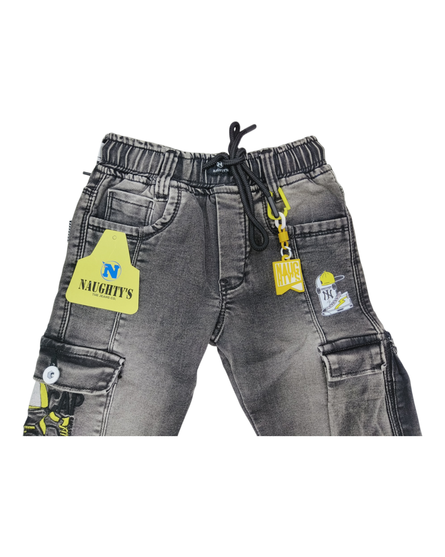 Black Denim Cargo Pants