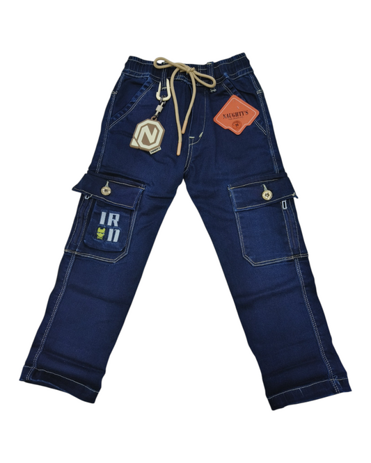Dark Blue Denim Cargo Pants