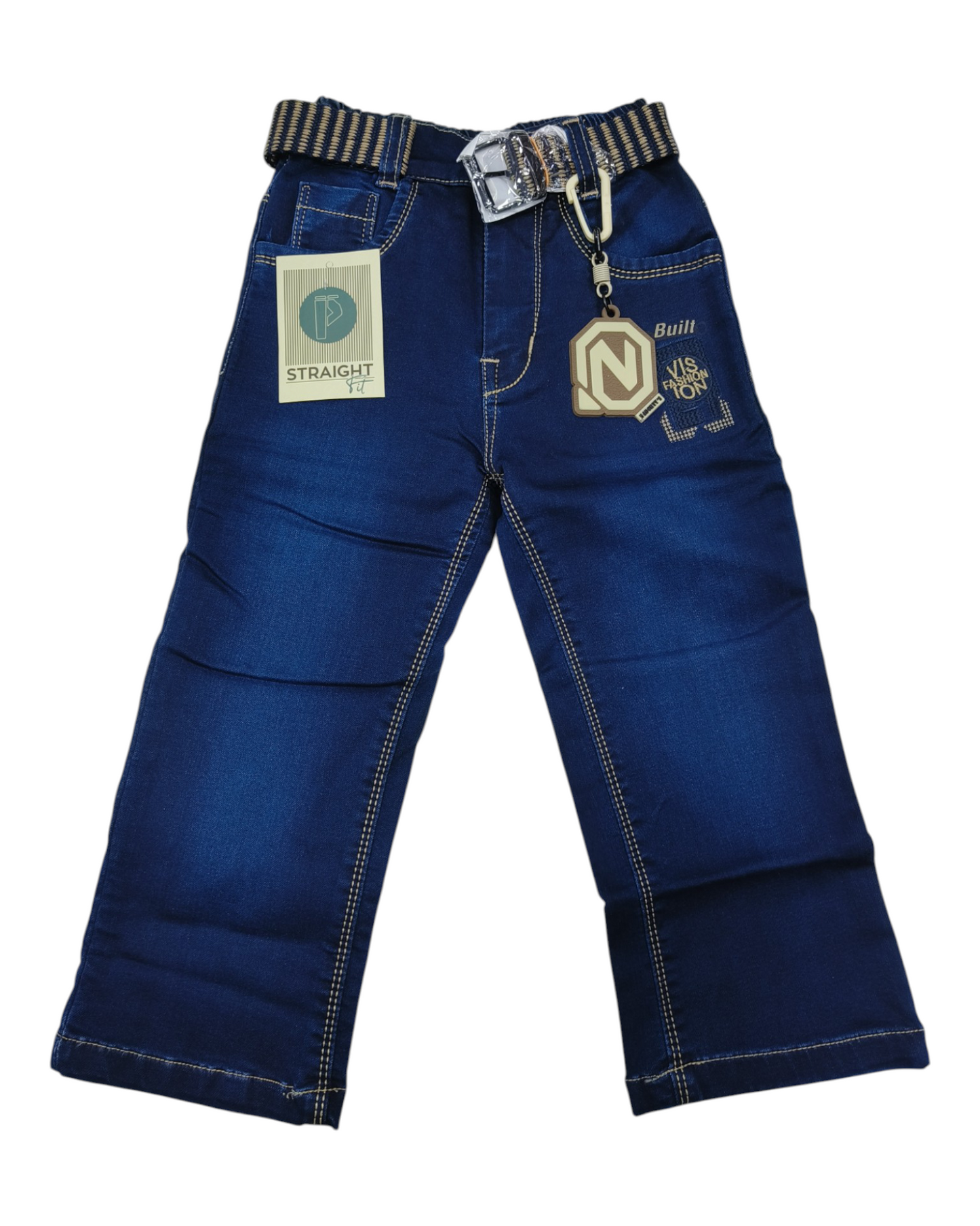Dark Blue Straight Fit Denim Pants