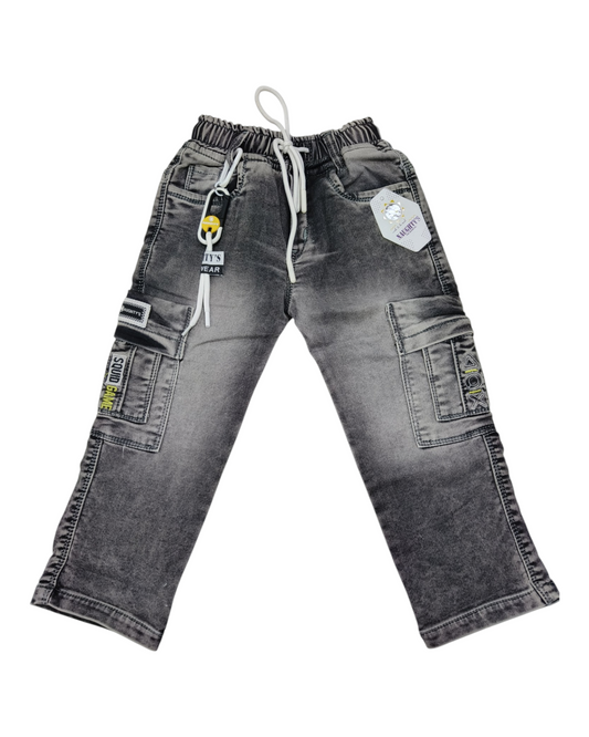 Black Denim Cargo Pants