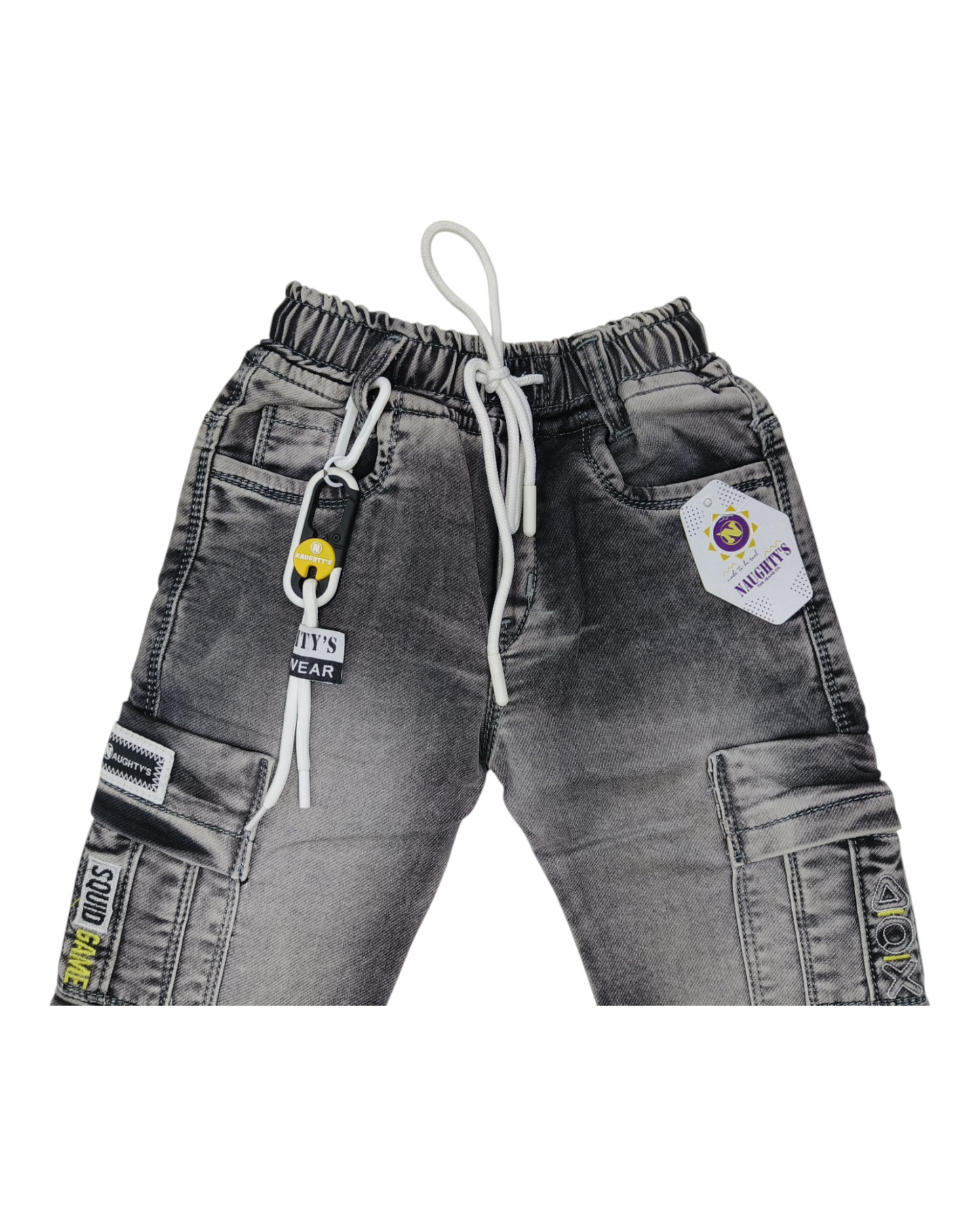 Black Denim Cargo Pants