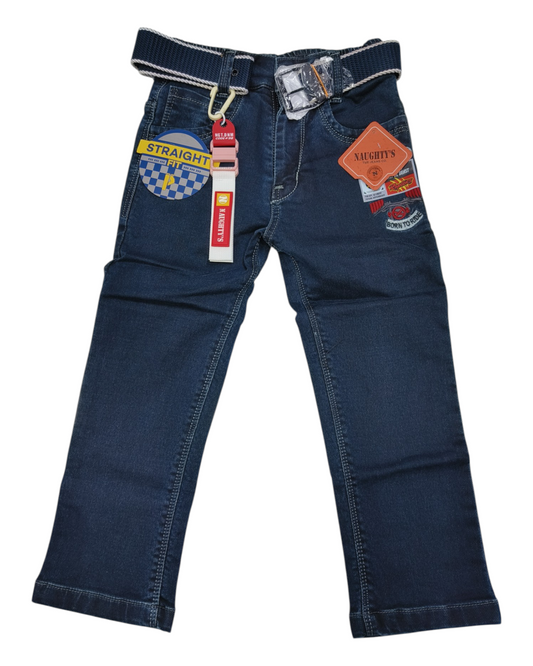 Dark Blue Straight Fit Denim Pants
