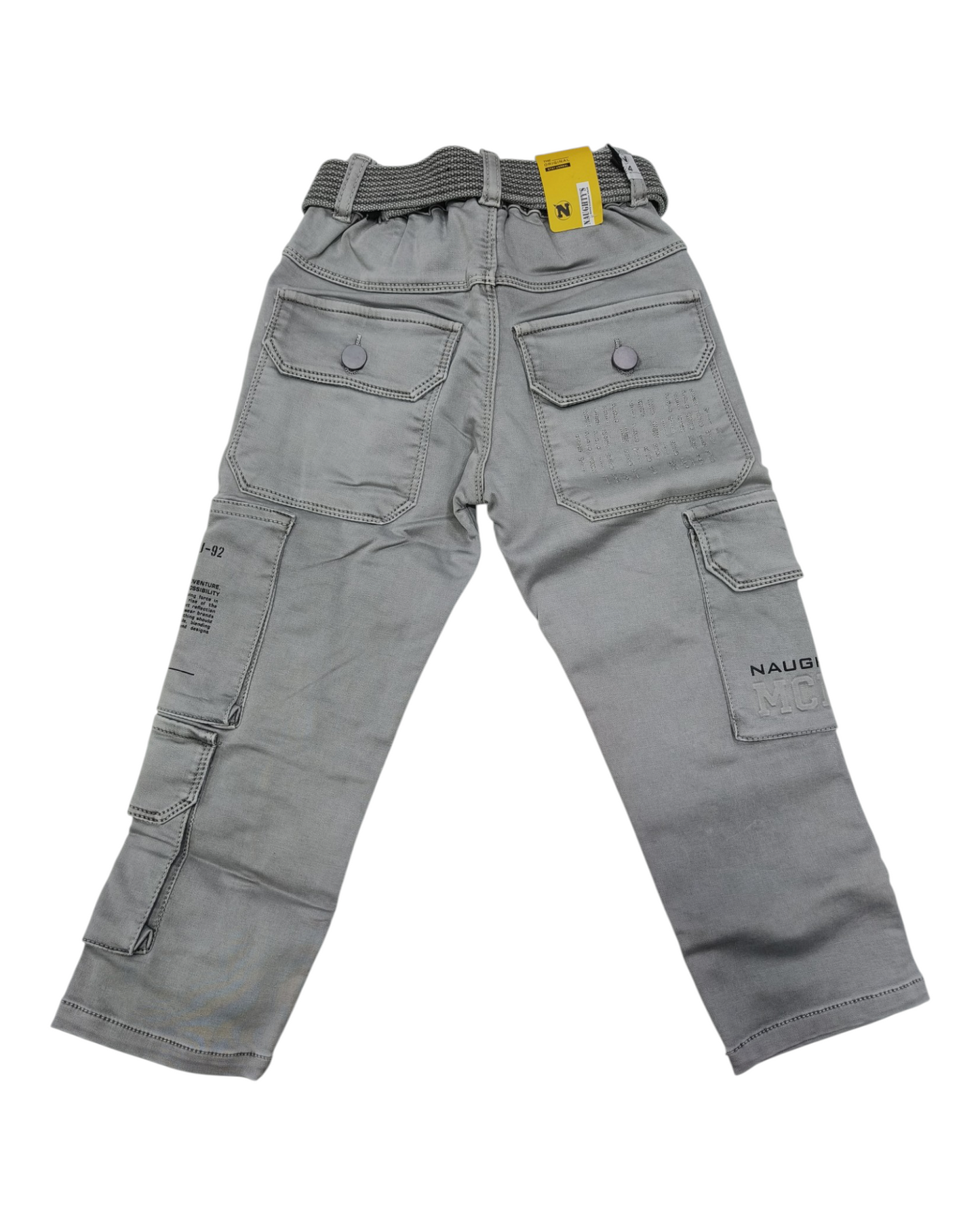 Light Grey Straight Fit Denim Cargo Pants