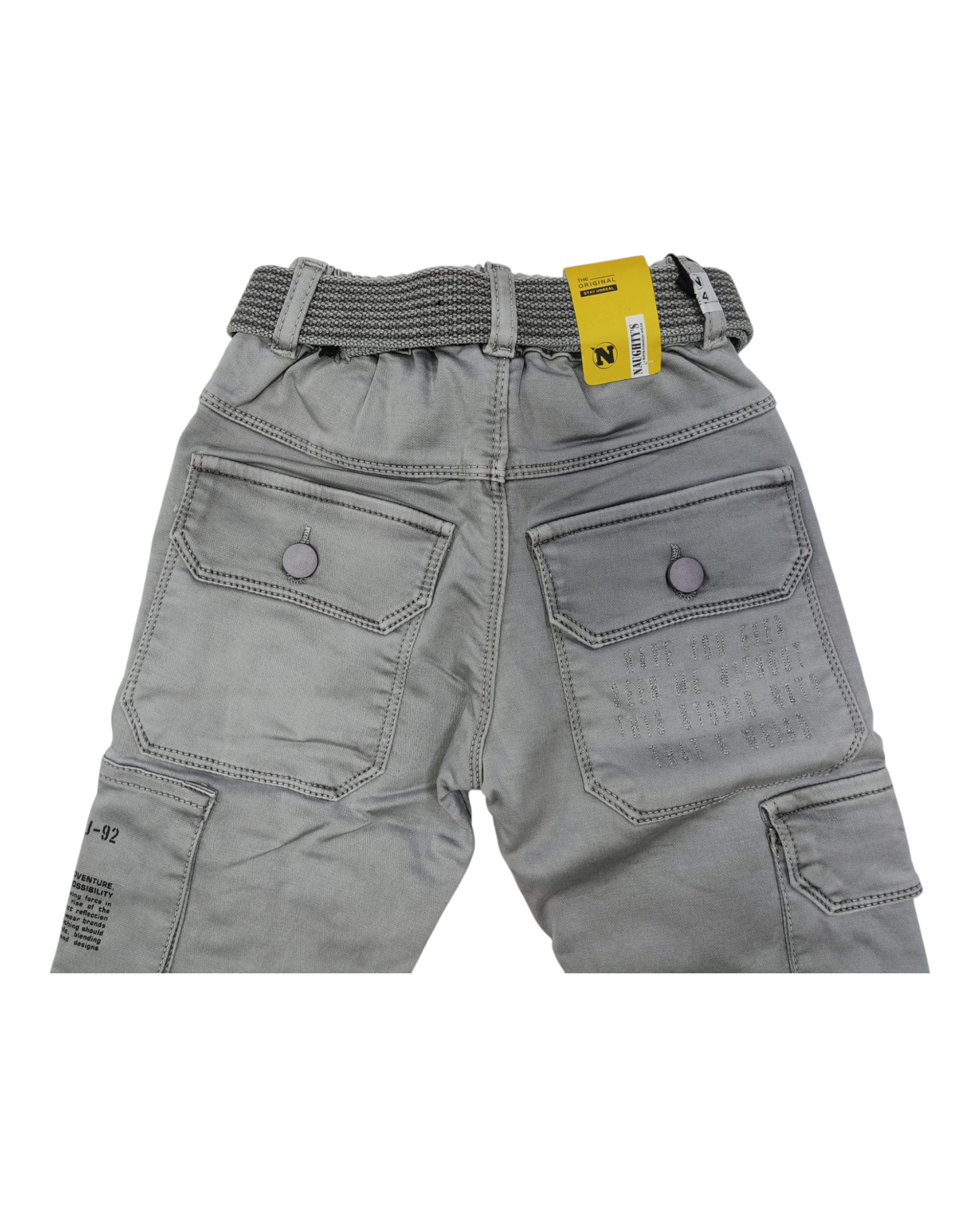 Light Grey Straight Fit Denim Cargo Pants