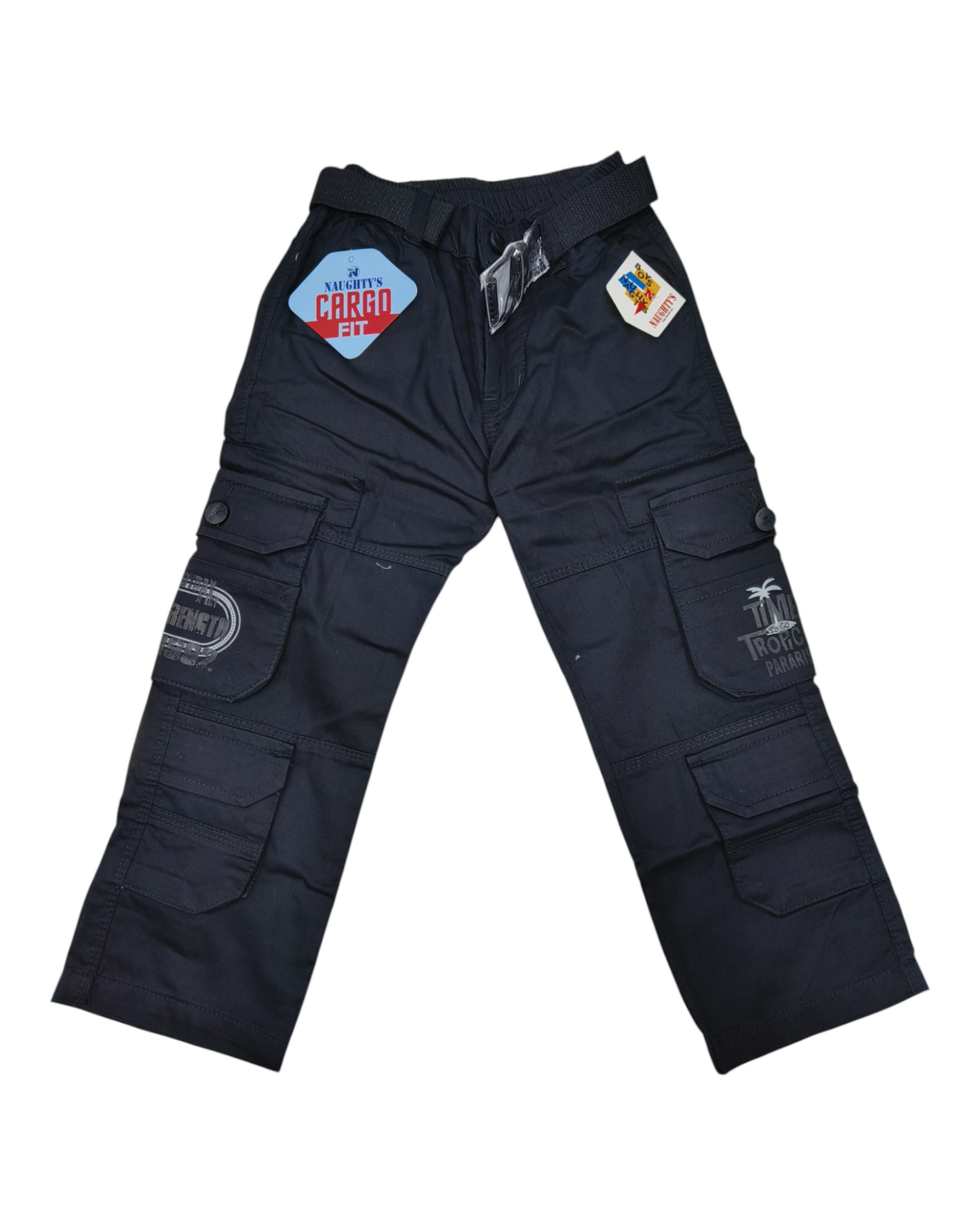 Black Straight Fit Cotton Cargo Pants