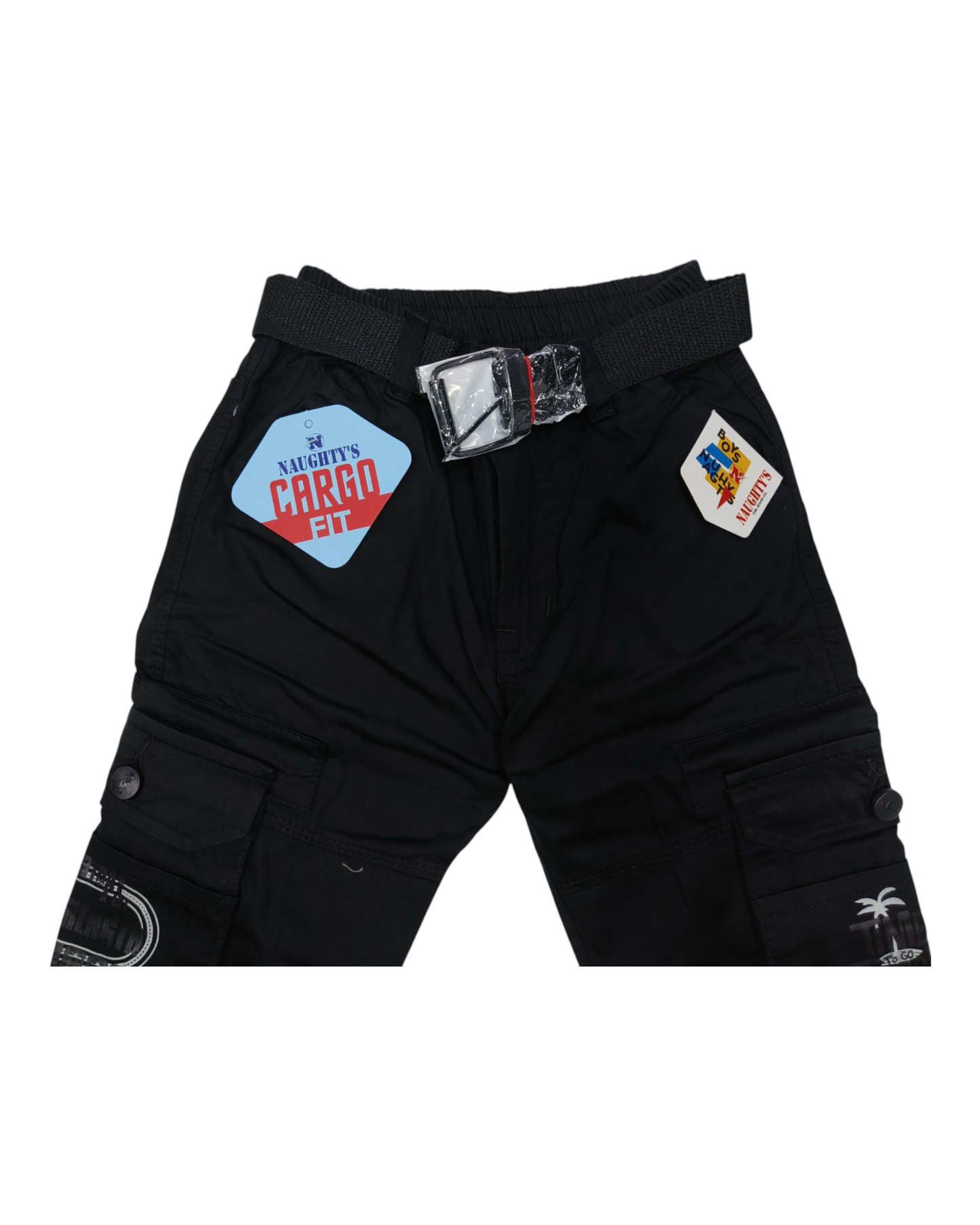 Black Straight Fit Cotton Cargo Pants