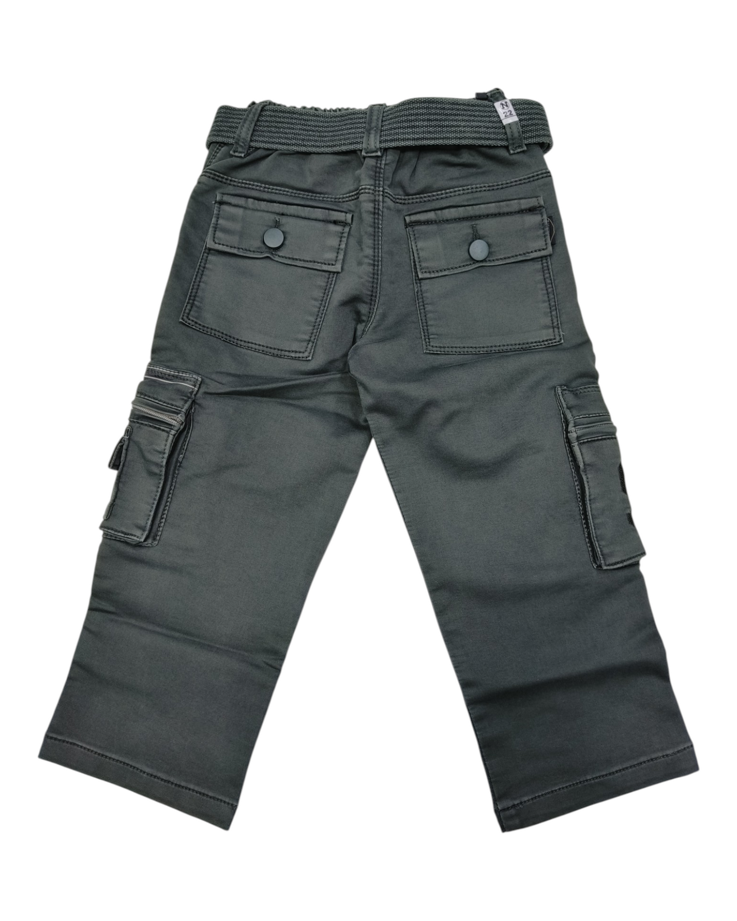 Dark Green Denim Cargo Pants