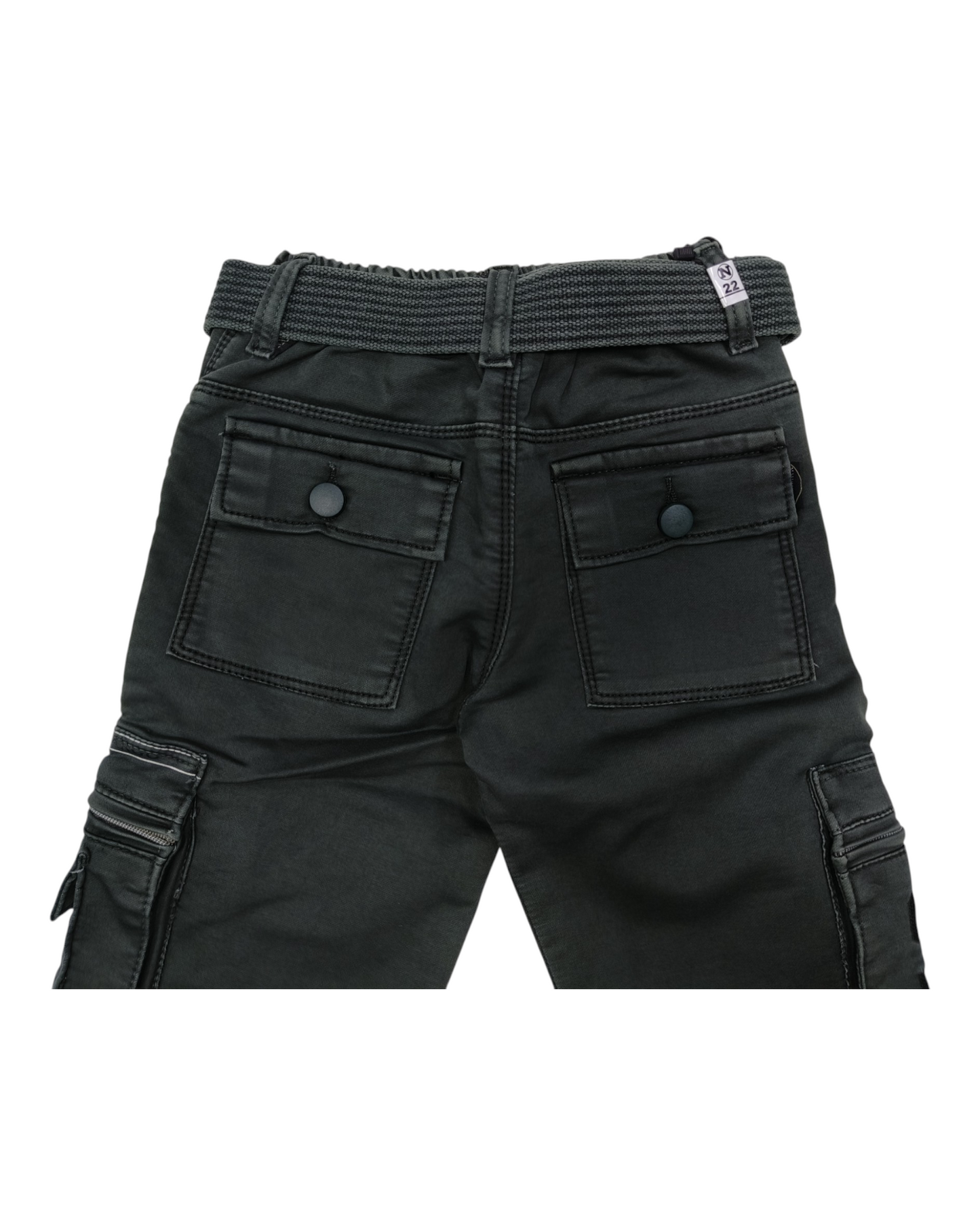 Dark Green Denim Cargo Pants