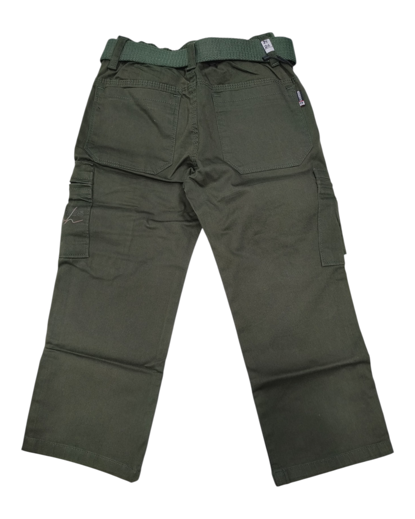 Green Straight Fit Cotton Cargo Pants