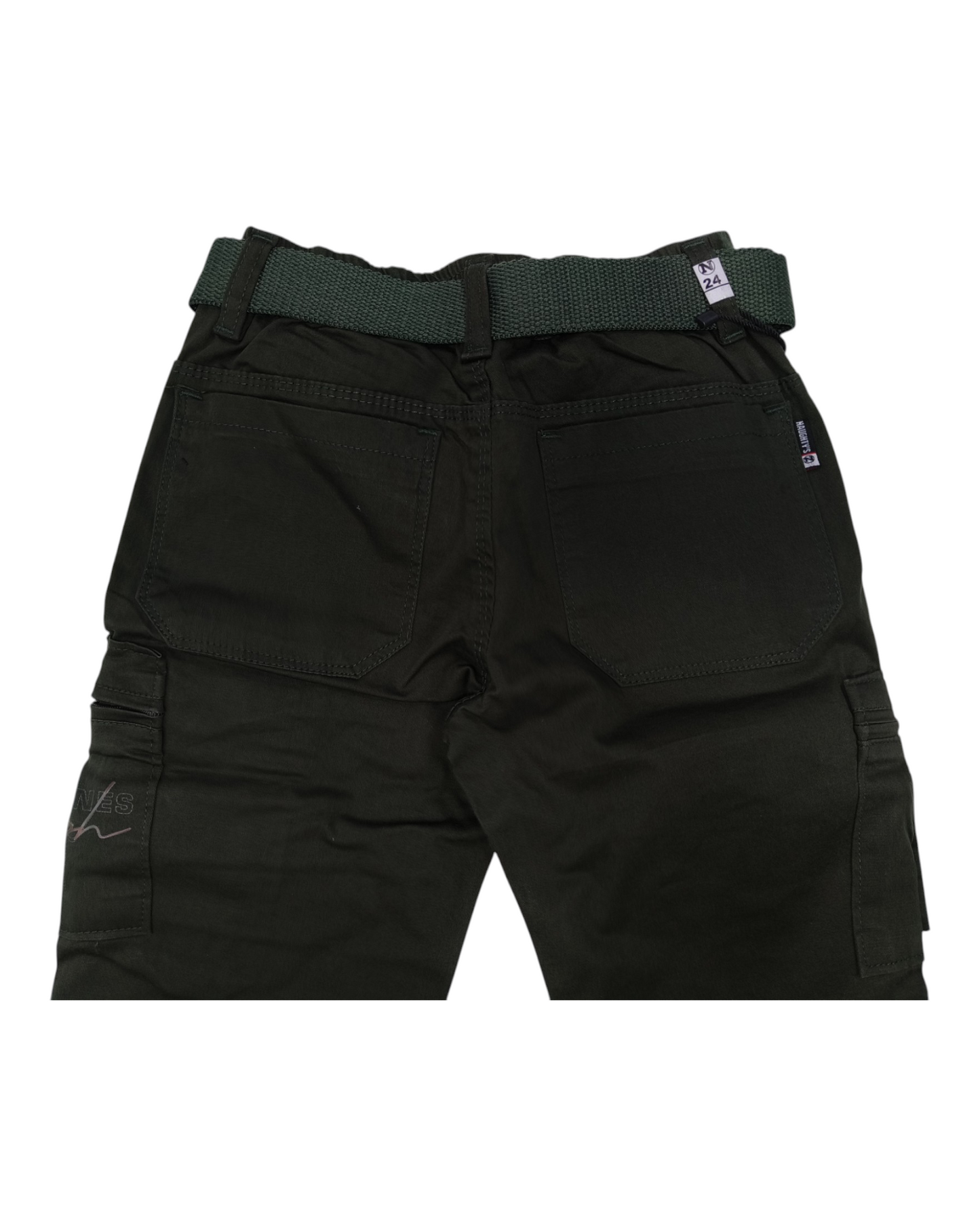 Green Straight Fit Cotton Cargo Pants