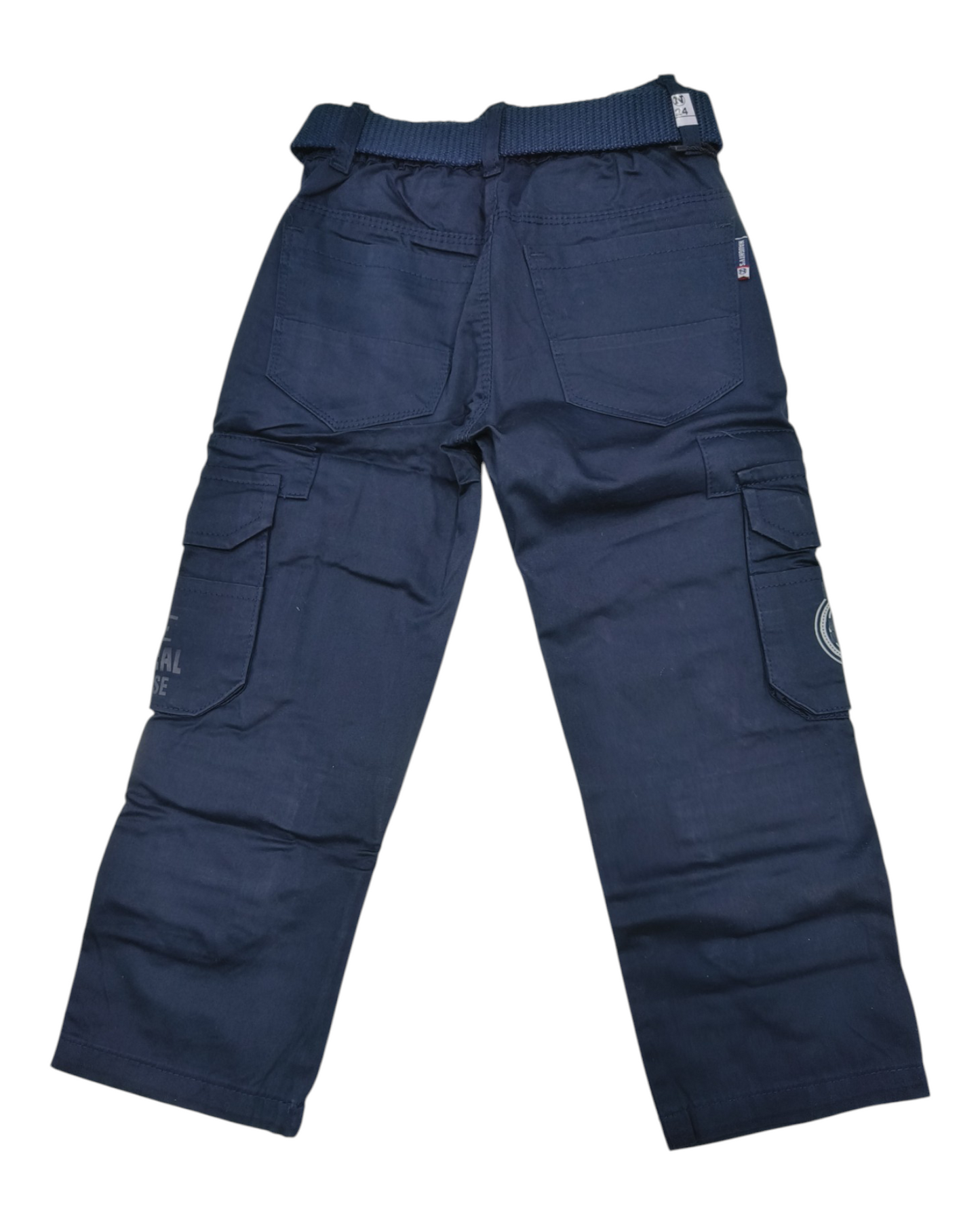 Blue Straight Fit Cotton Cargo Pants