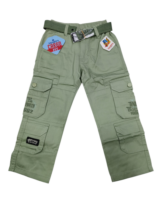 Light Green Straight Fit Cotton Cargo Pants