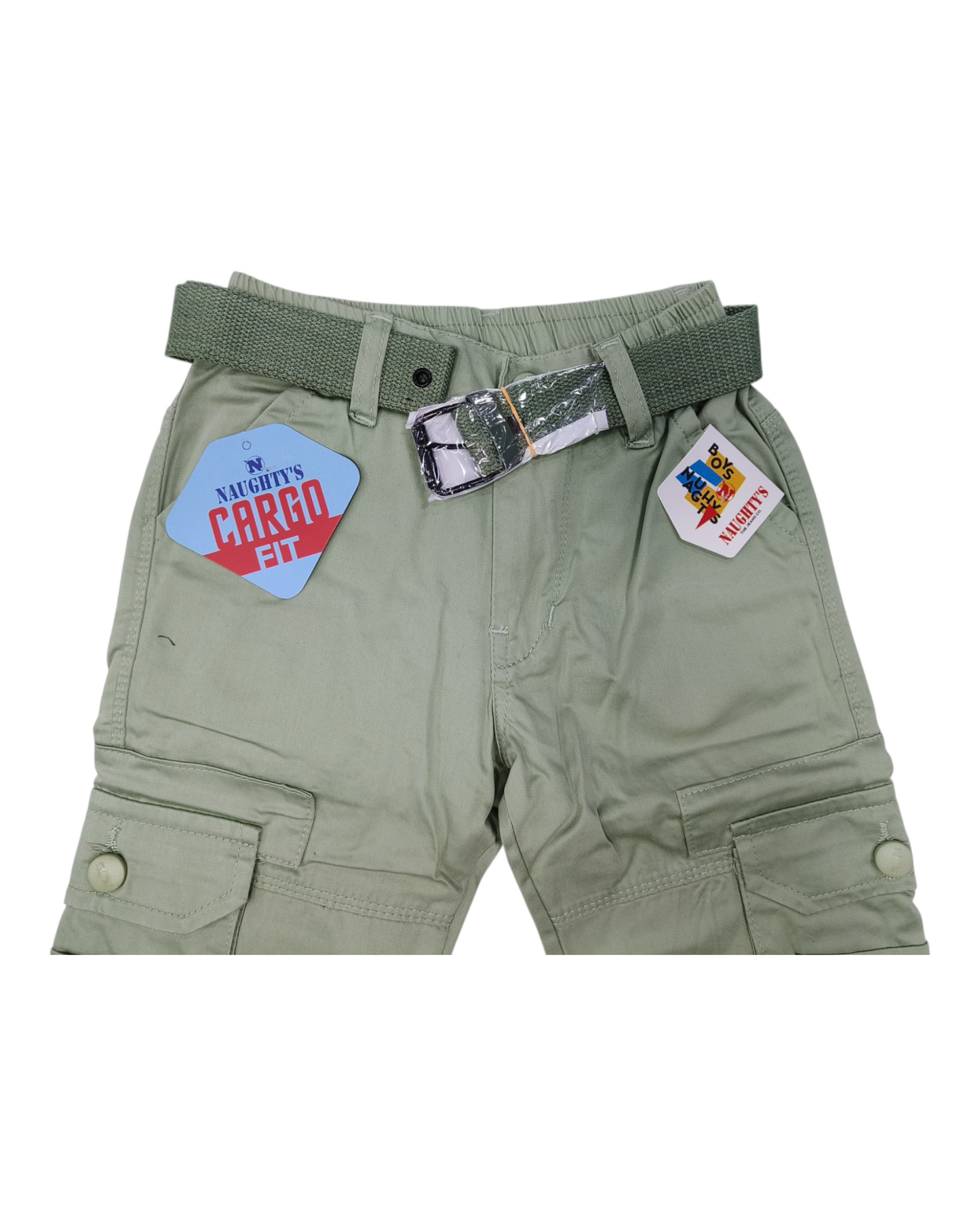 Light Green Straight Fit Cotton Cargo Pants