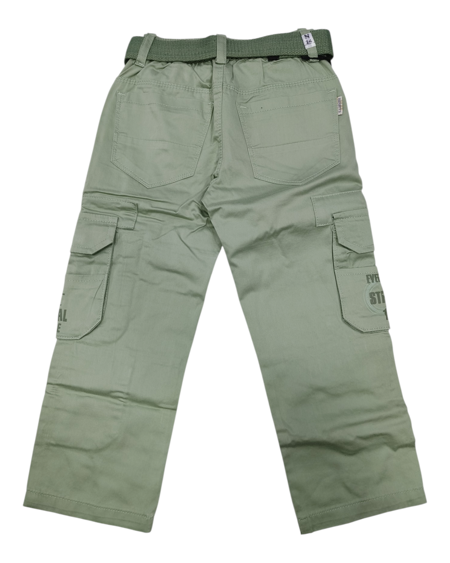 Light Green Straight Fit Cotton Cargo Pants