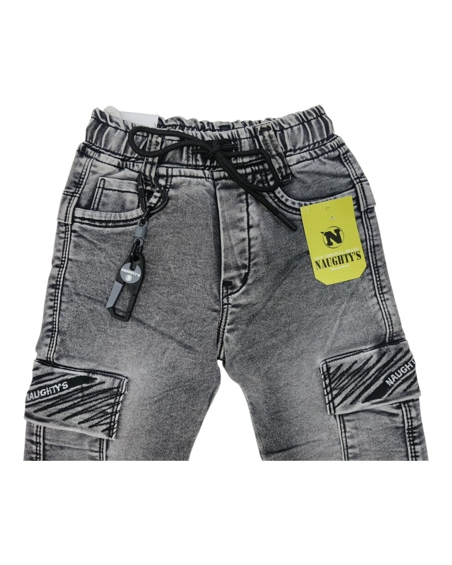 Black Denim Cargo Pants